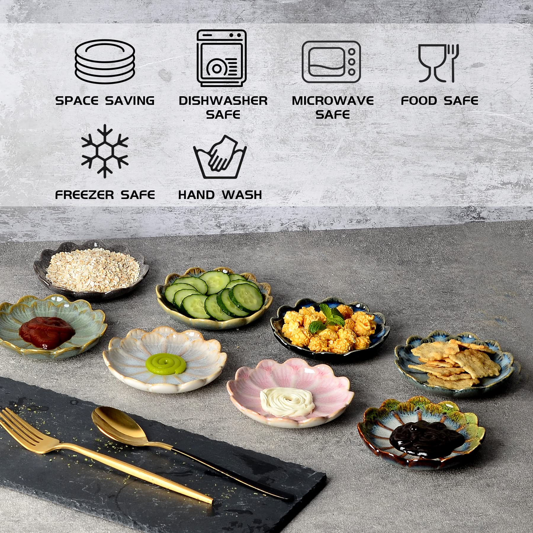 Amazon.com: ZEBERBO Ceramic Dipping Bowls Set of 8, 3 oz Sauce