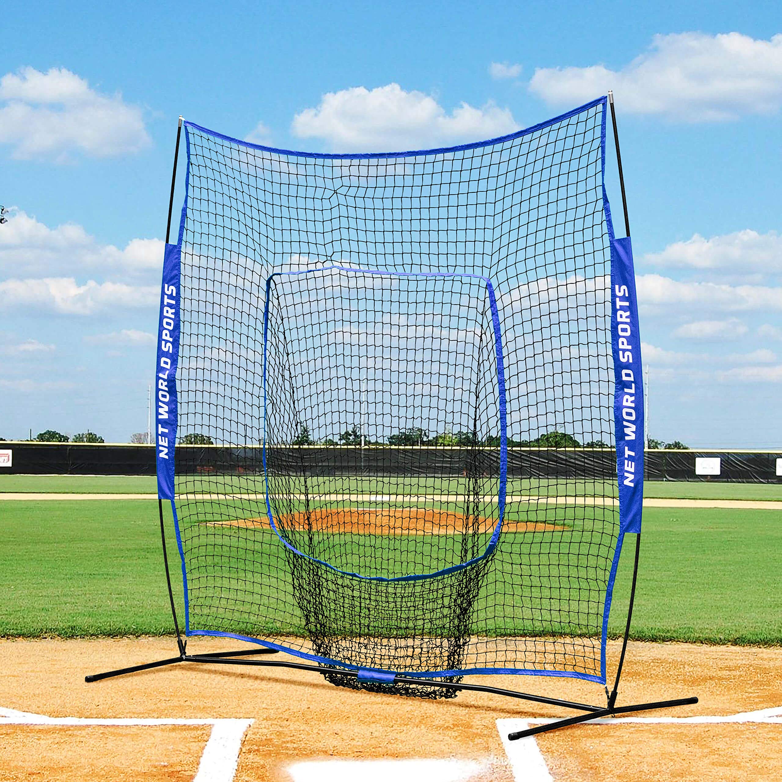Fortress Baseball Schlagtrainingsnetz – 2,1m x 2,1m Baseball und Softball Schlagnetz - Socknetz mit Stiften und eine Tragetasche (Pop-Up Schlagnetz)