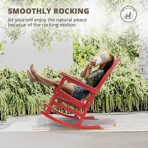 Miniatura 5 de LUE BONA - Silla mecedora para exteriores, resistente al clima, de polipropileno, 350lb de capacidad, balancín de porche de gran tamaño para