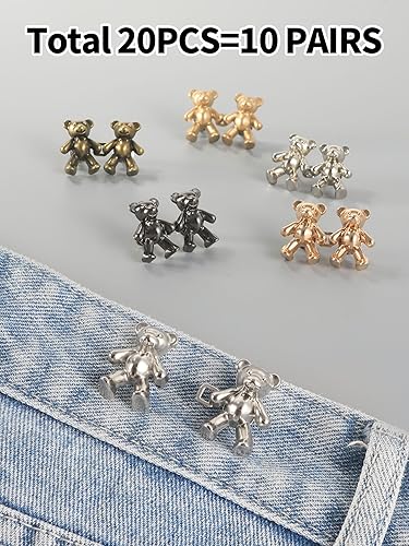 Miniatura 7 de Tensor de cintura para pantalones, tensor de botones para pantalones, ajuste de pantalones para cintura, bonitos botones de oso para jeans sueltos,