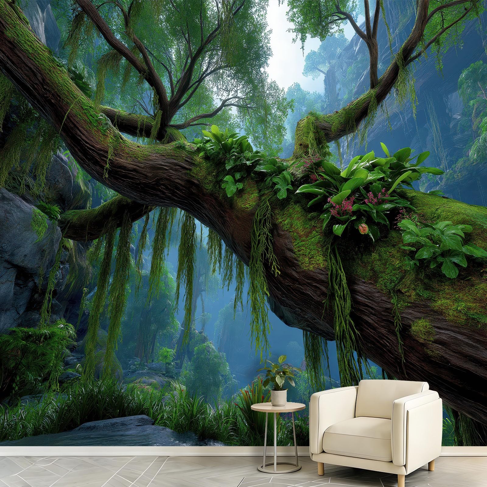 Papier peint panoramique masquez les murs ternes avec ce décor jungle de 150x105cm