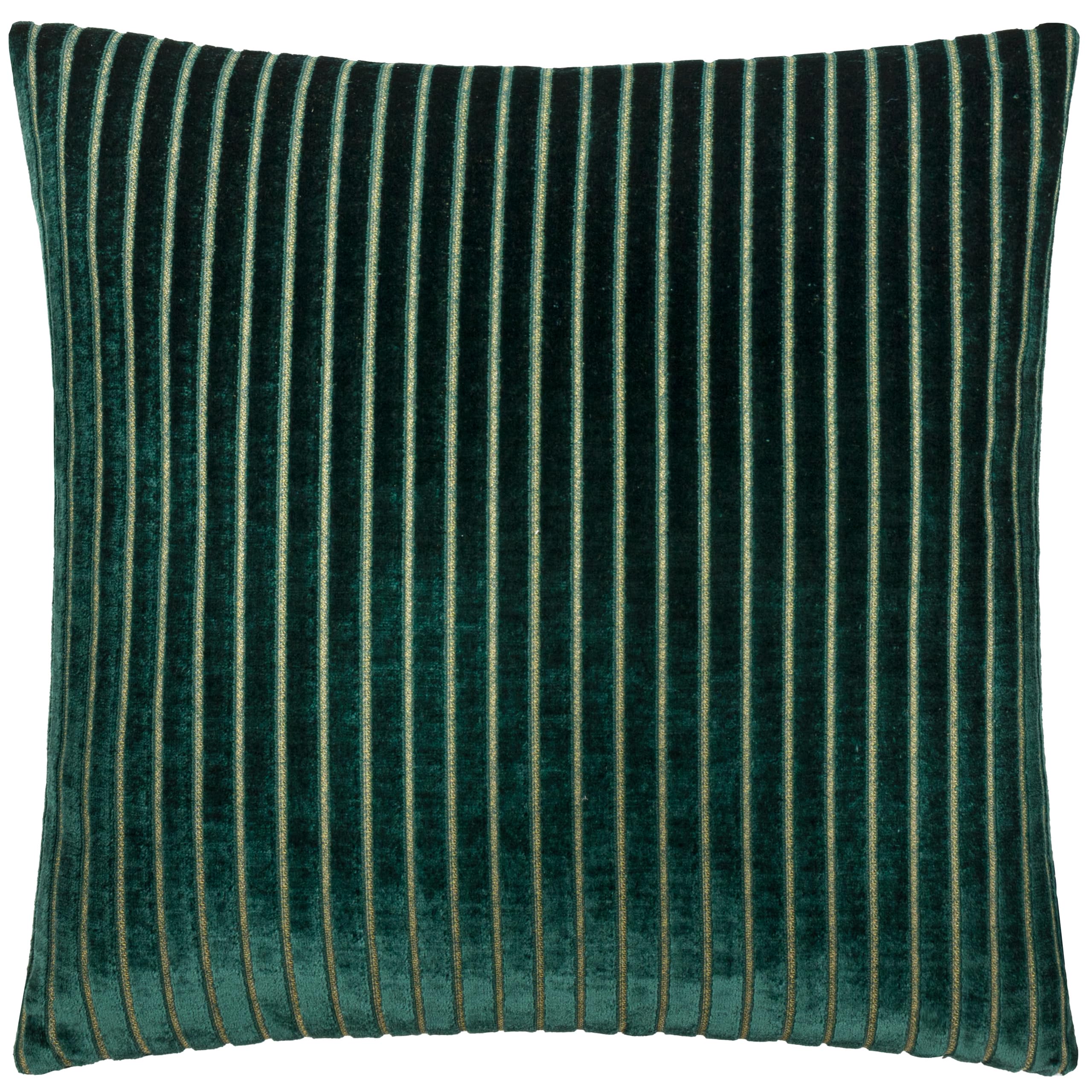 Paoletti Savoy Stripe Kissenbezug – Wendbares, weiches, strukturiertes Samt-Dekokissen für Sofas, Betten und Sessel (Smaragd – 50x50cm)
