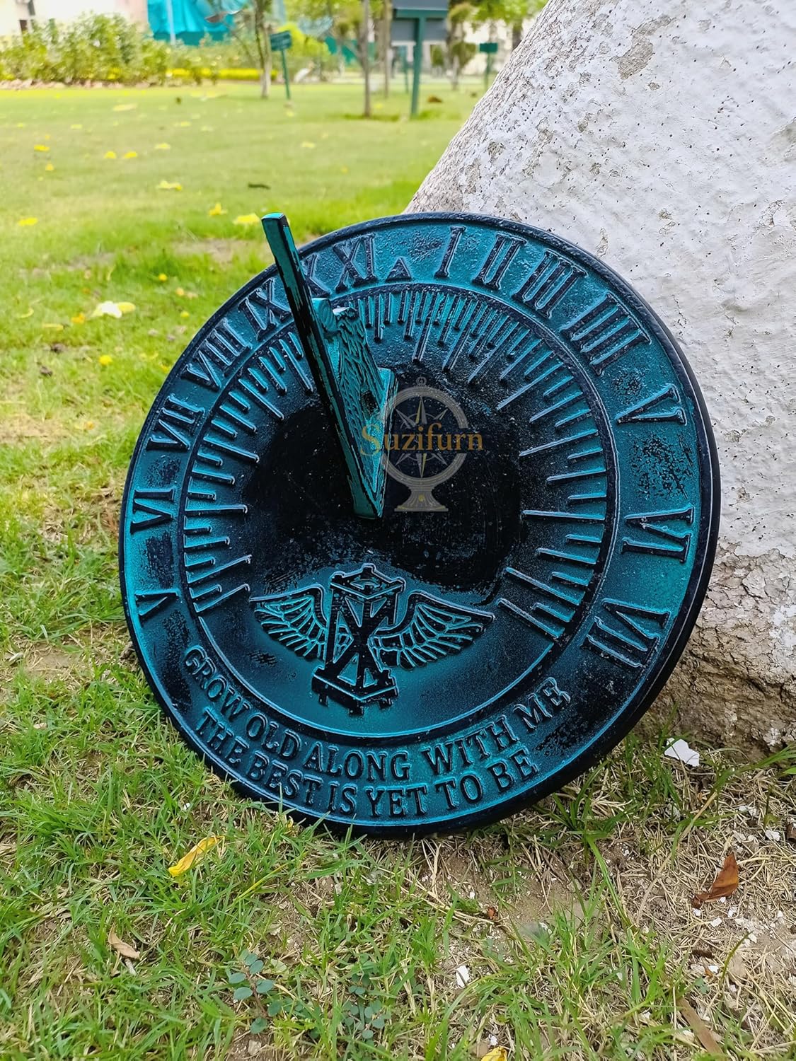 New Salem Sundial, Cast Iron with Verdigris Finish, 10-Inch Diameter