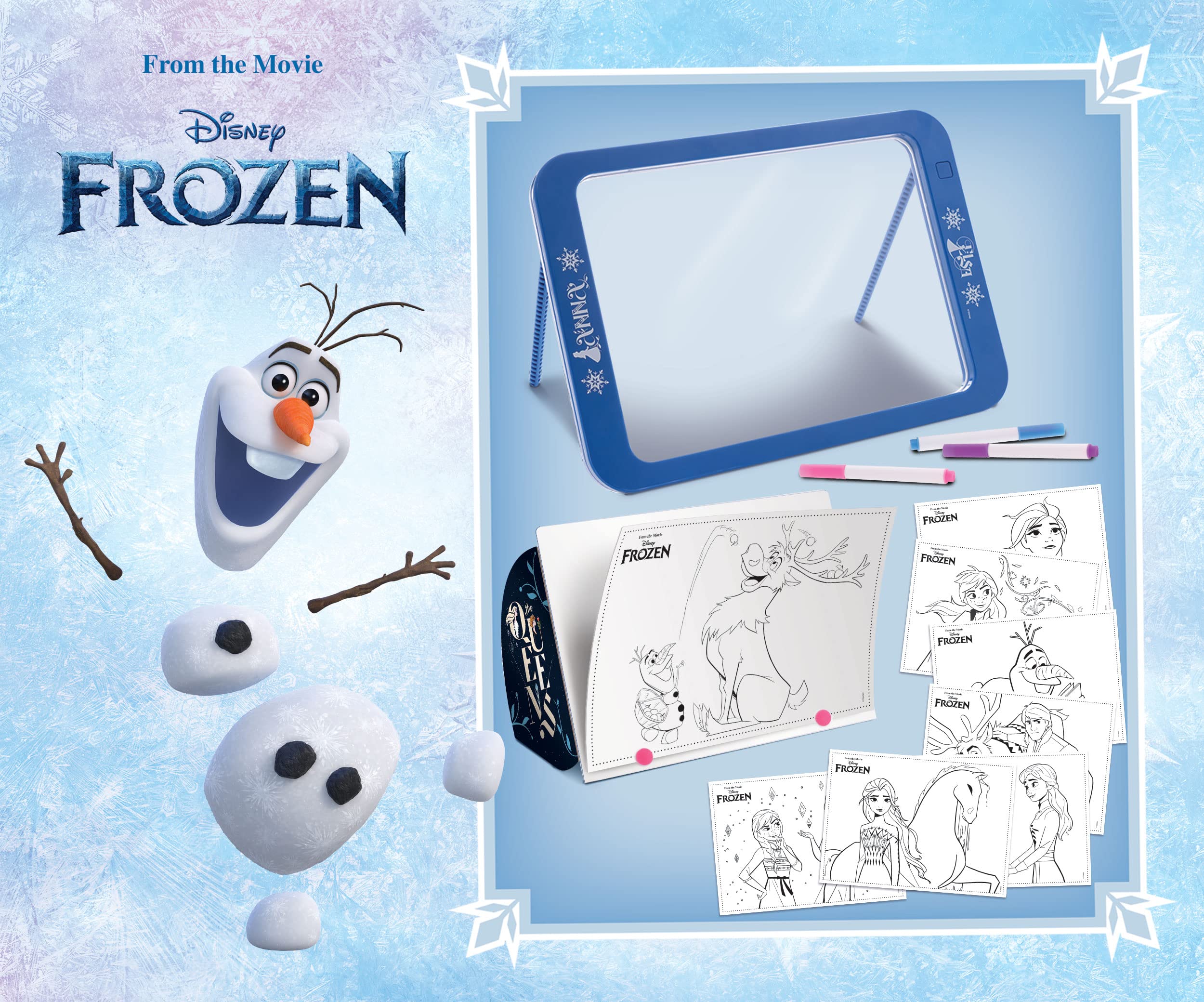 Lisciani Disney Official – Frozen Magic Led Board – Frozen Universum – Elsa i Anna – rozmiar 43 x 27 cm – wielokolorowa – z magicznym filcem – wspiera kreatywność i wyobraźnię