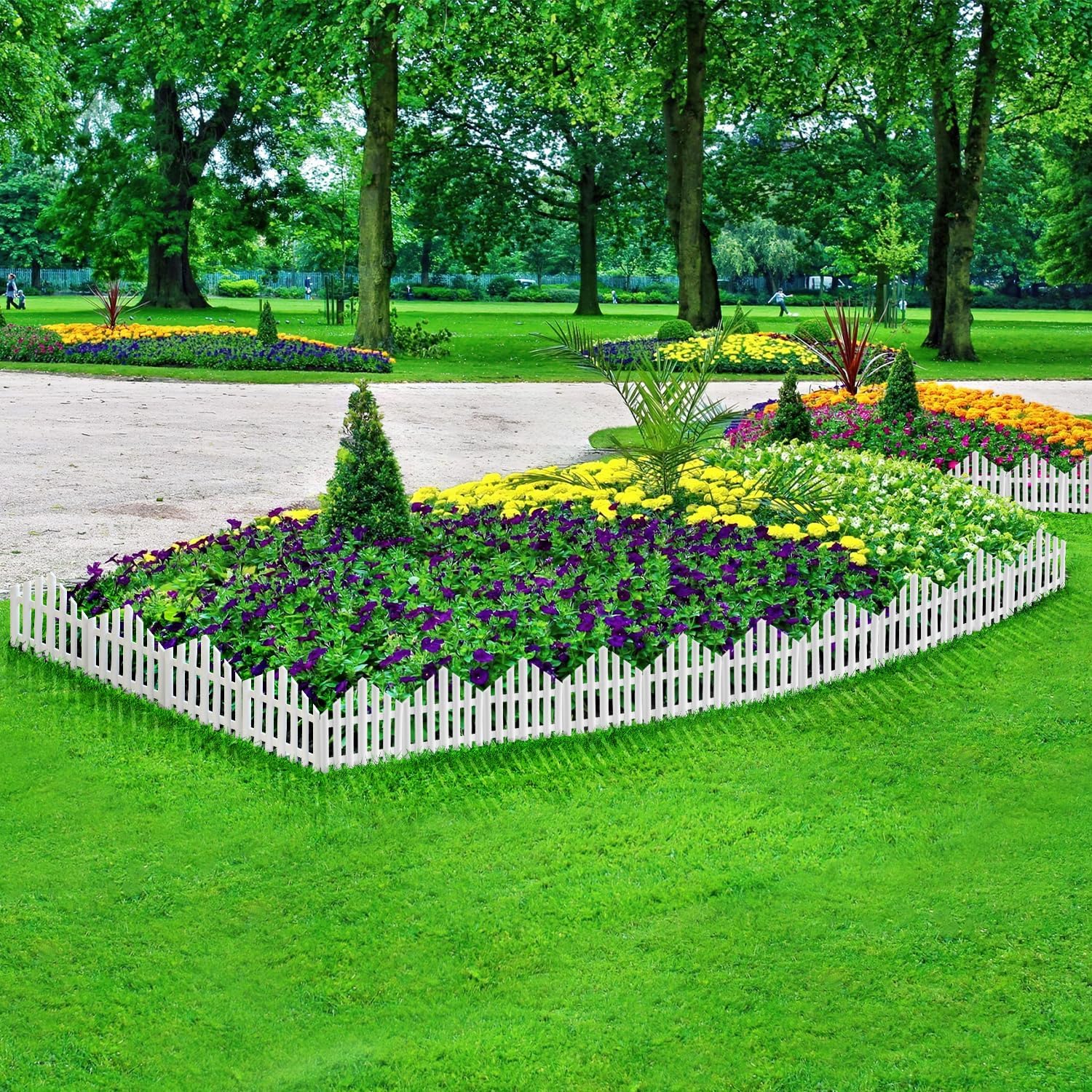 Garden Edging Border No-Dig 13FT White 9.3 Inch Tall Landscape Edging with 14pcs Stakes for Decorate The Garden