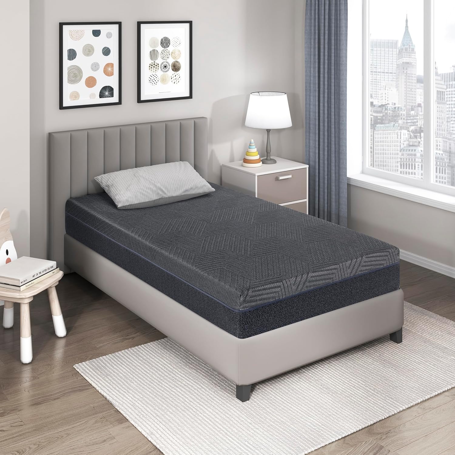 Lexicon 11 Inch Green Tea Cooling Gel Memory Foam Mattress, Firm Support, Charcoal Infused Mattress-in-A-Box, Certified Safe Sleep, Pressure Relief, Moisture Wicking, Twin Size Bed