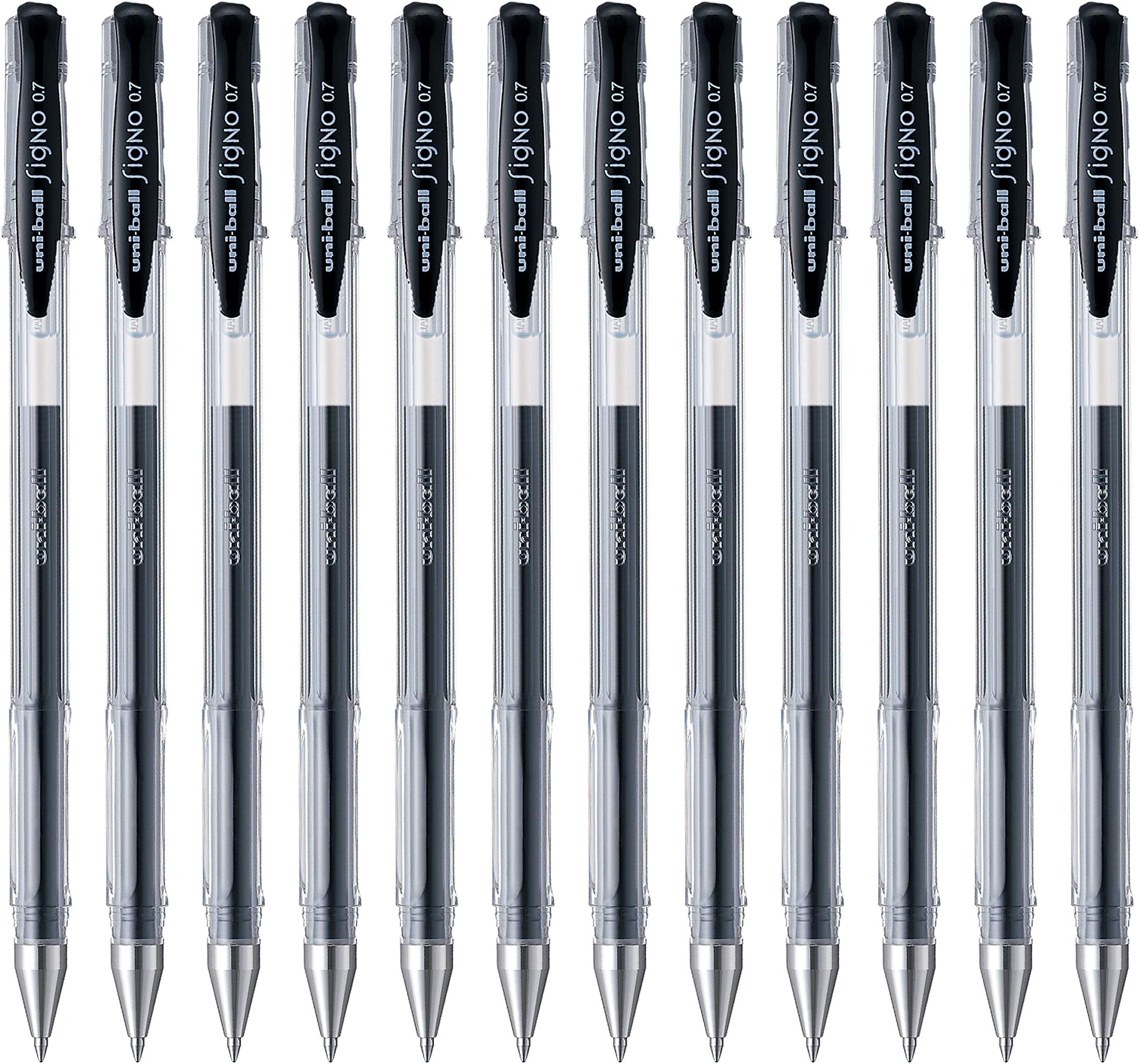 uni-ball Signo UM-100 0.7 mm Gel Pens, Black Ink, Pack of 12