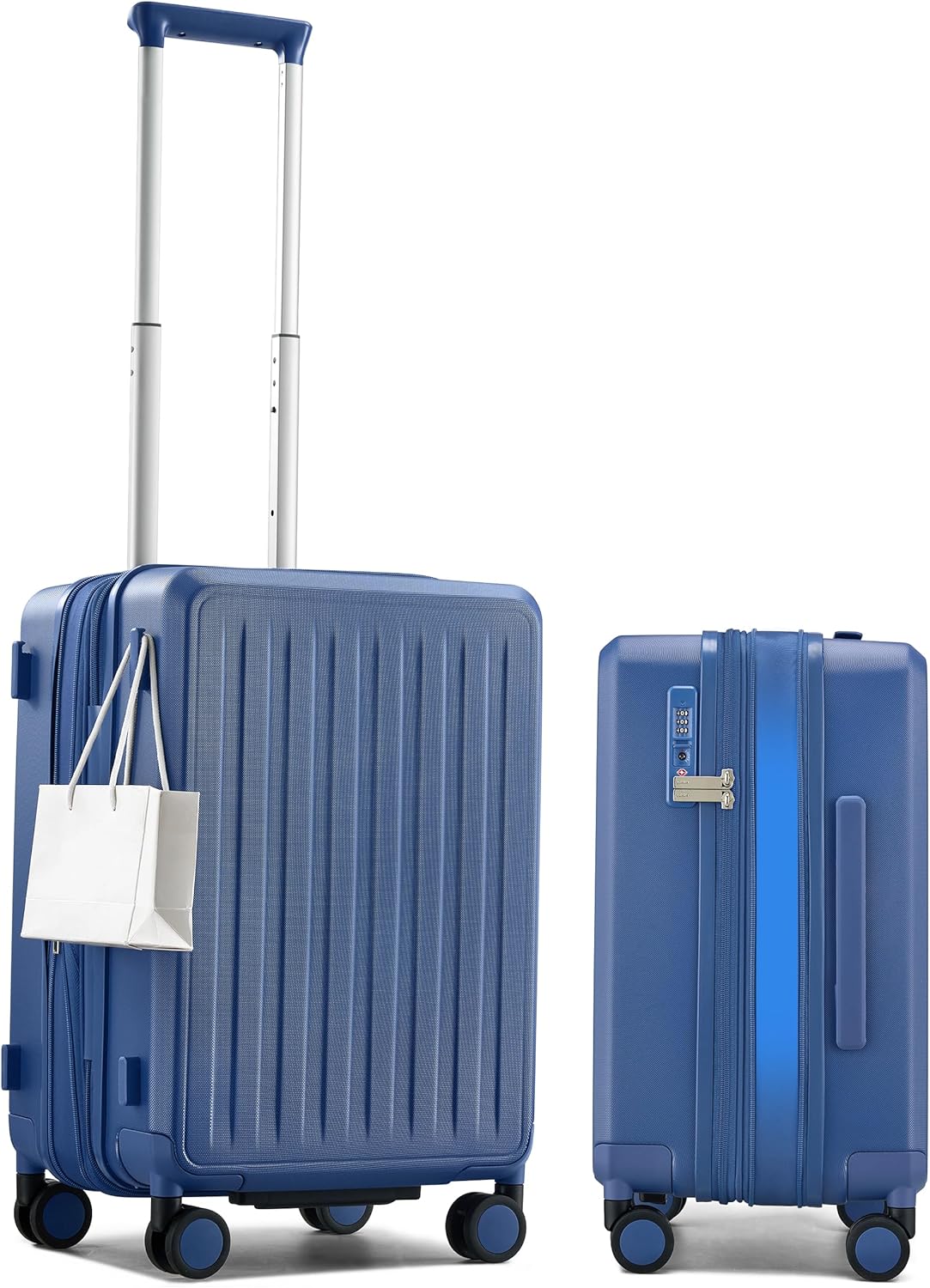 MILADA 20 Inch Expandable Carry On Luggage with 8 Spinner Wheels Airline Approved, Travel Luggage with TSA Lock, Lightweight PC Shell, Hard Shell Carry On Suitcases for Men Women, Interstellar Blue