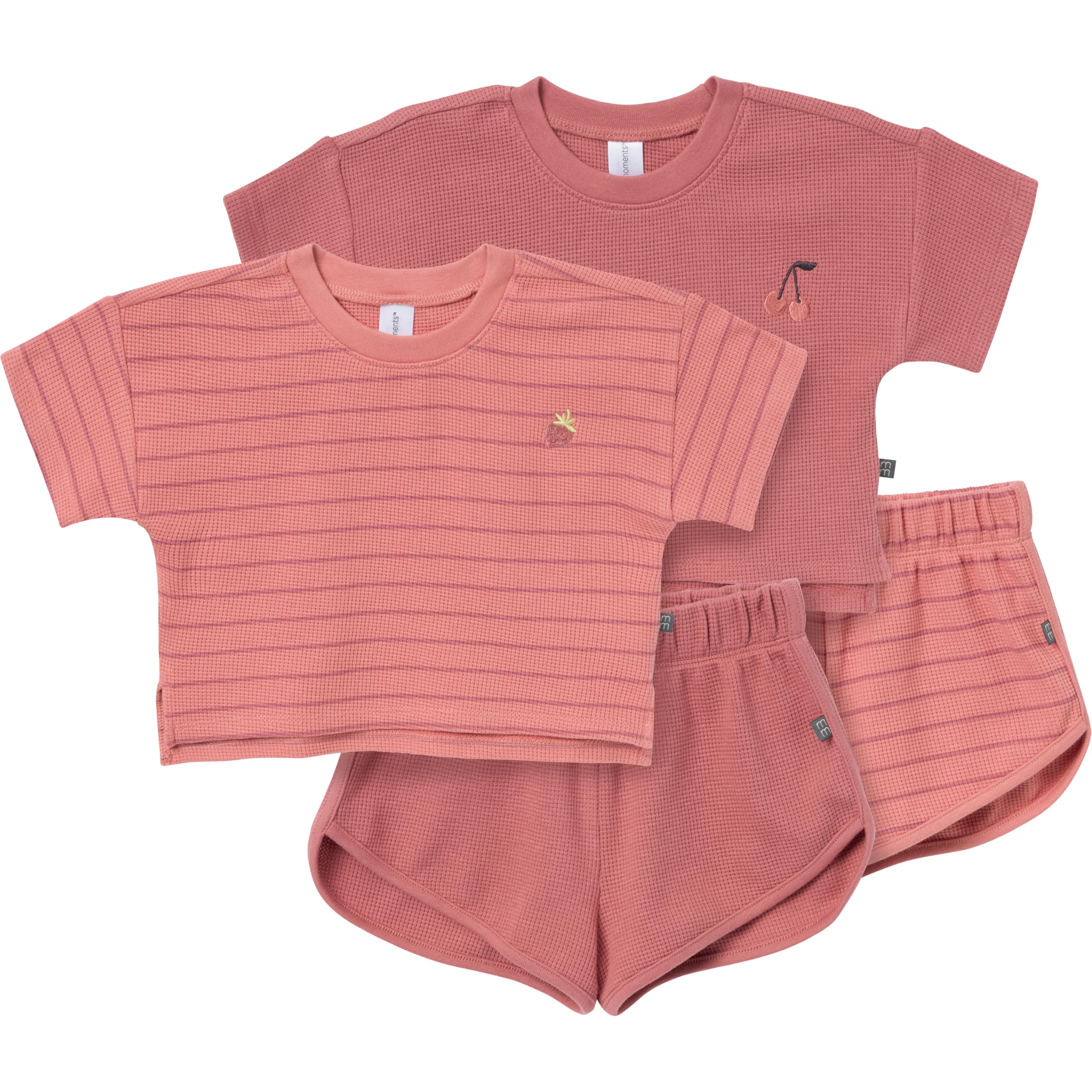 Modern Moments by Gerber Baby Girls 4-piece Set 2 Boxy Crop Tops 2 Dolphin Shorts