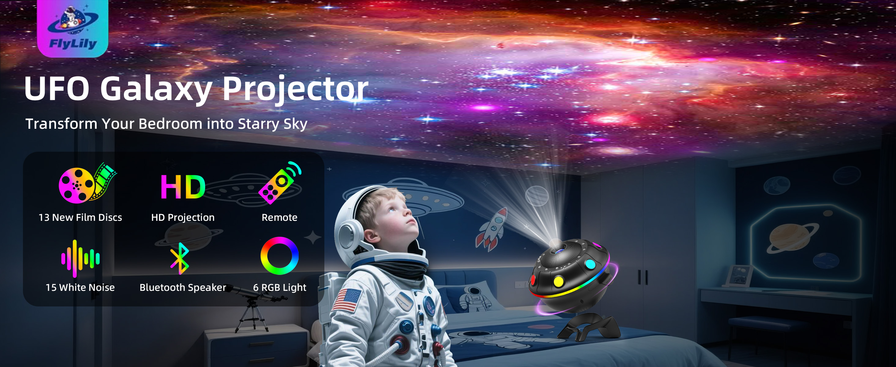 Galaxy Projector for Bedroom, 13 in 1 Planetarium Star Projector