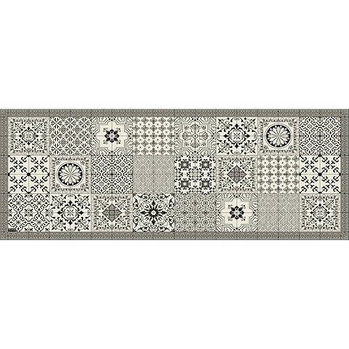 IRI-GIRI Vinyl Kitchen Floor Mat Decorative Linoleum PVC Rug Runner Tile Flooring, Colorful, Durable, Anti-Slip, Hand Washable, and Protects Floors 63.0" x 23.6", Nobility 297