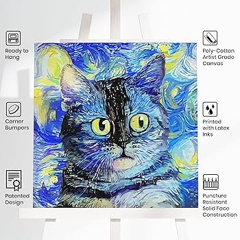 Amazon｜抽象的 猫 キャンバス ウォールアート & 保育園装飾 猫