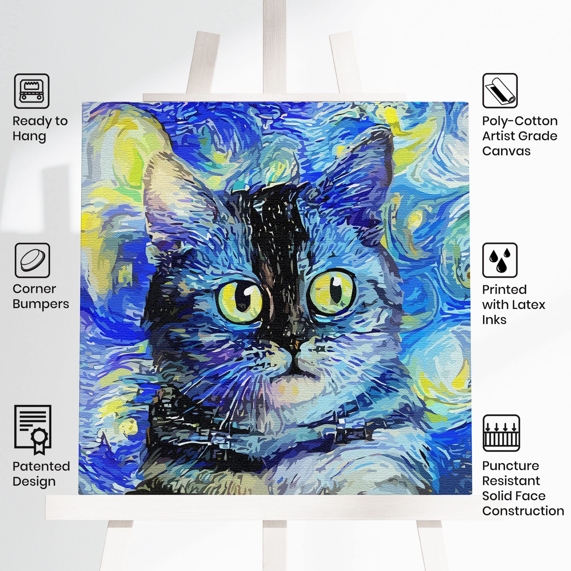 抽象画、ブルーと子猫 抽象画、ブルーと子猫