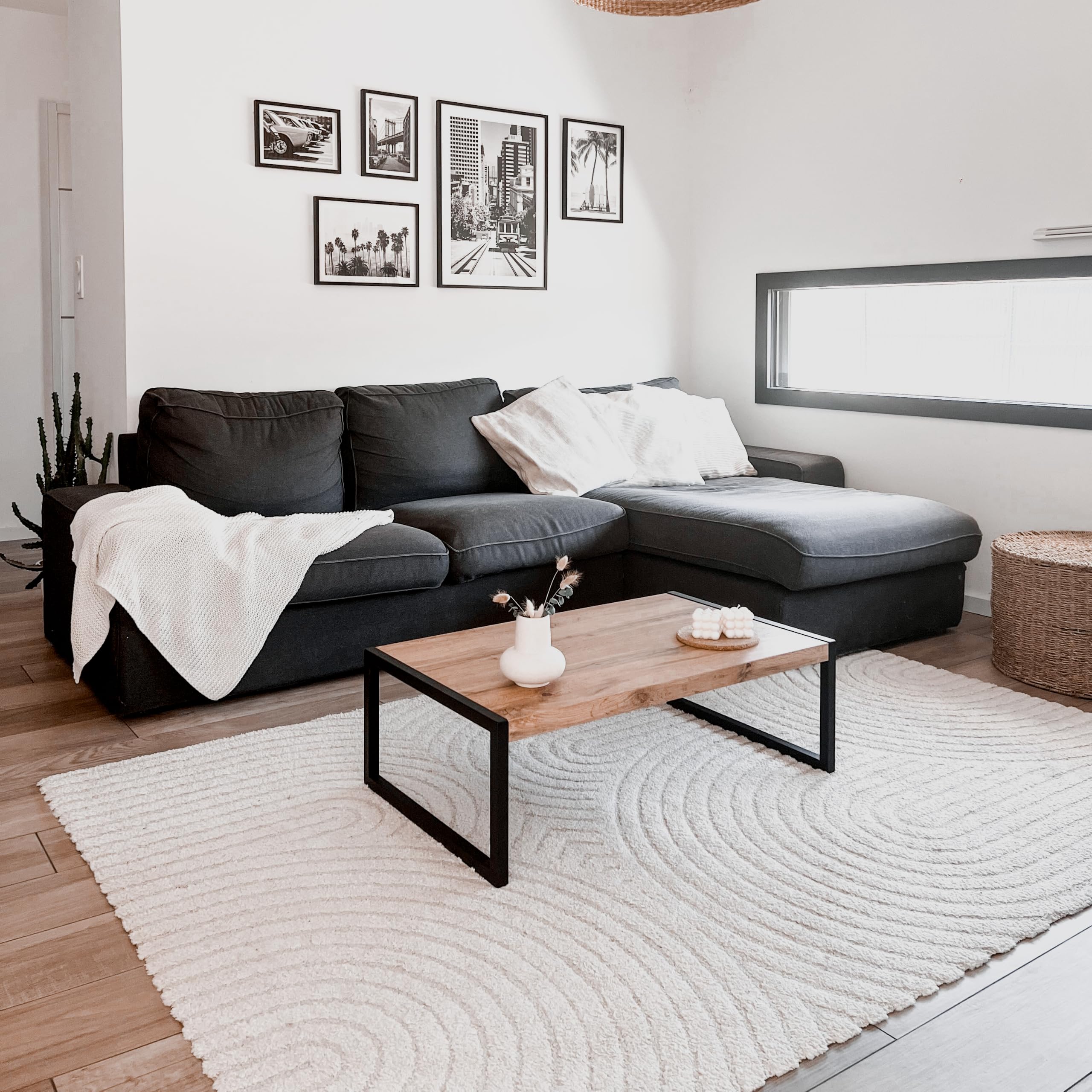 MOBILI FIVER, Mesa de Centro Luxury, Color Madera rústica, mesita salón, mesita Auxiliar Baja, Made In Italy