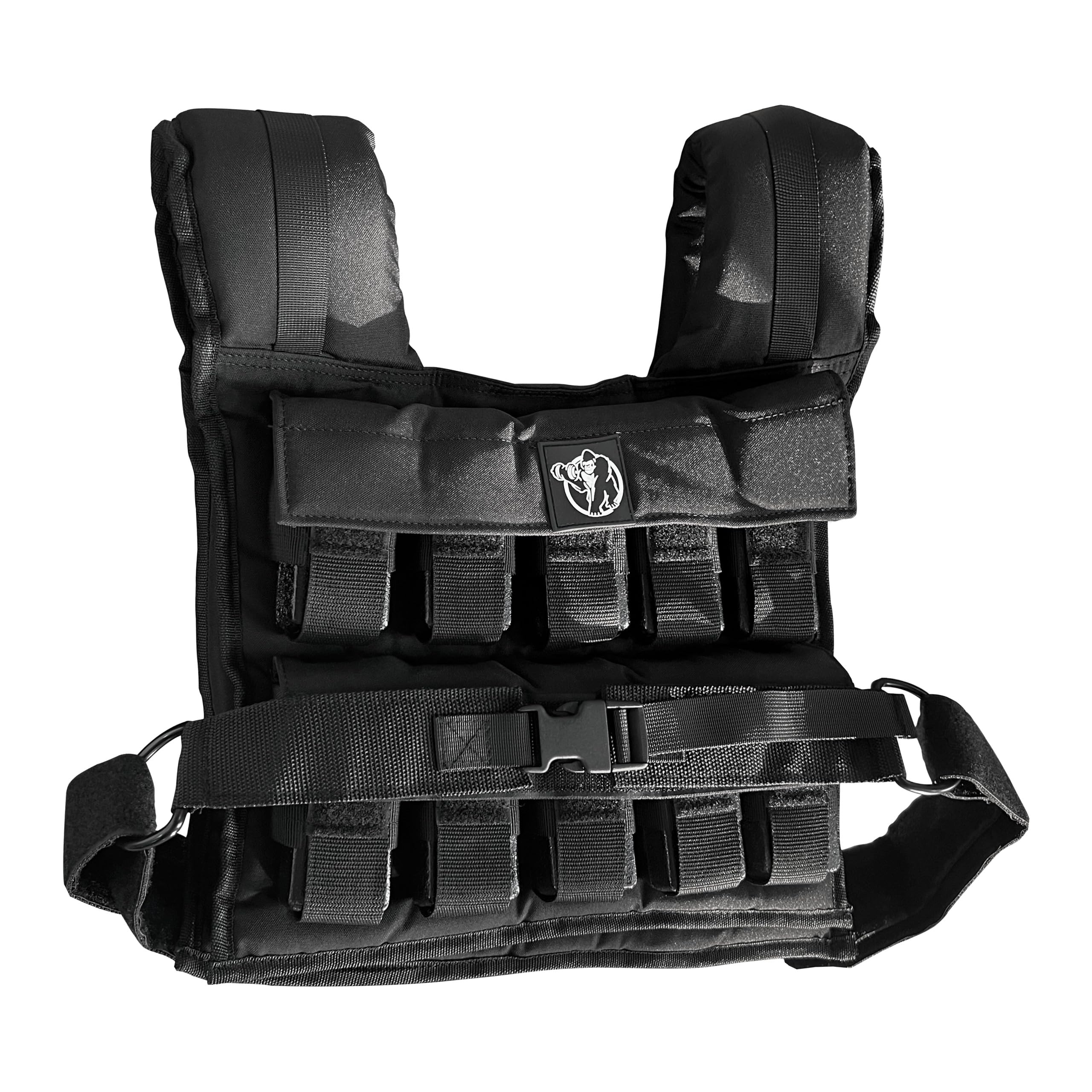 GORILLA SPORTS® Gilet Lesté - 10/20/30 kg, Ajustable, Fer, Mousse TPE, Nylon, Modèle Universel, Noir - Poids Musculation, Weighted Vest, Accessoire Sport pour Homme et Femme, Sport Maison