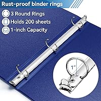 Vista 3 de Carpeta de 3 anillos de 1 pulgada con 2 bolsillos interiores, carpetas básicas de 1 pulgada con capacidad para papel de tamaño carta estadounidense