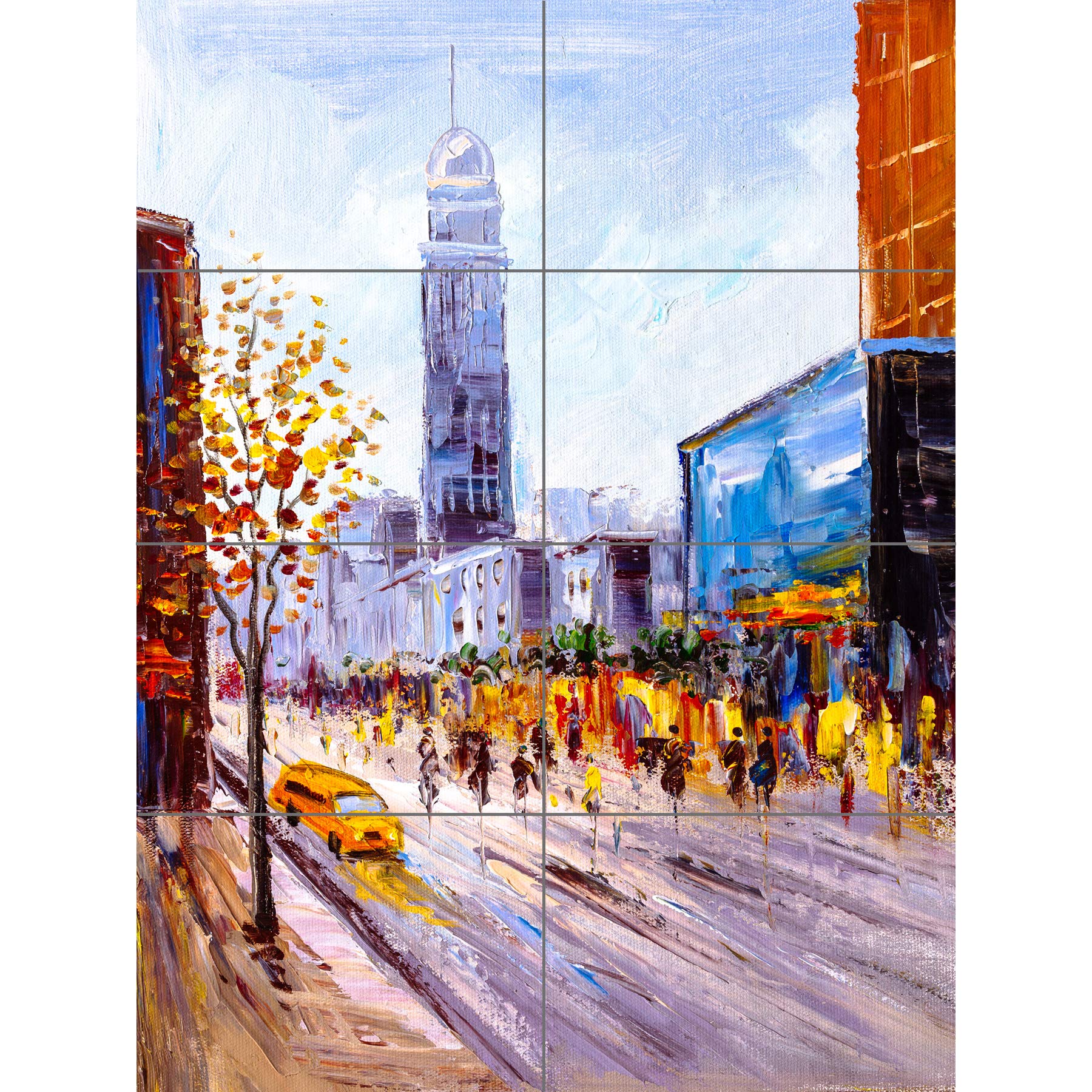 Artery8 New York Cityscape Painting XL Giant Panel Poster (8 Sections)