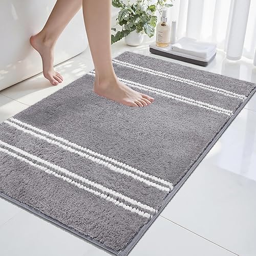 Alfombras de baño antideslizantes, lavables, de 24 x 17 pulgadas, ultra suaves, súper absorbentes, para suelo de baño, alfombra de baño de felpilla