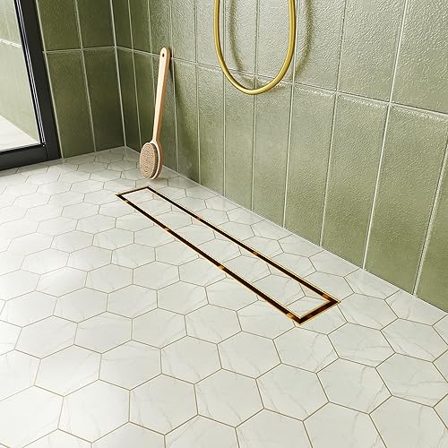 Miniatura 19 de Neodrain Drenaje de ducha lineal de 18 pulgadas con rejilla de inserción de azulejos, desagüe de suelo de ducha rectangular de acero inoxidable