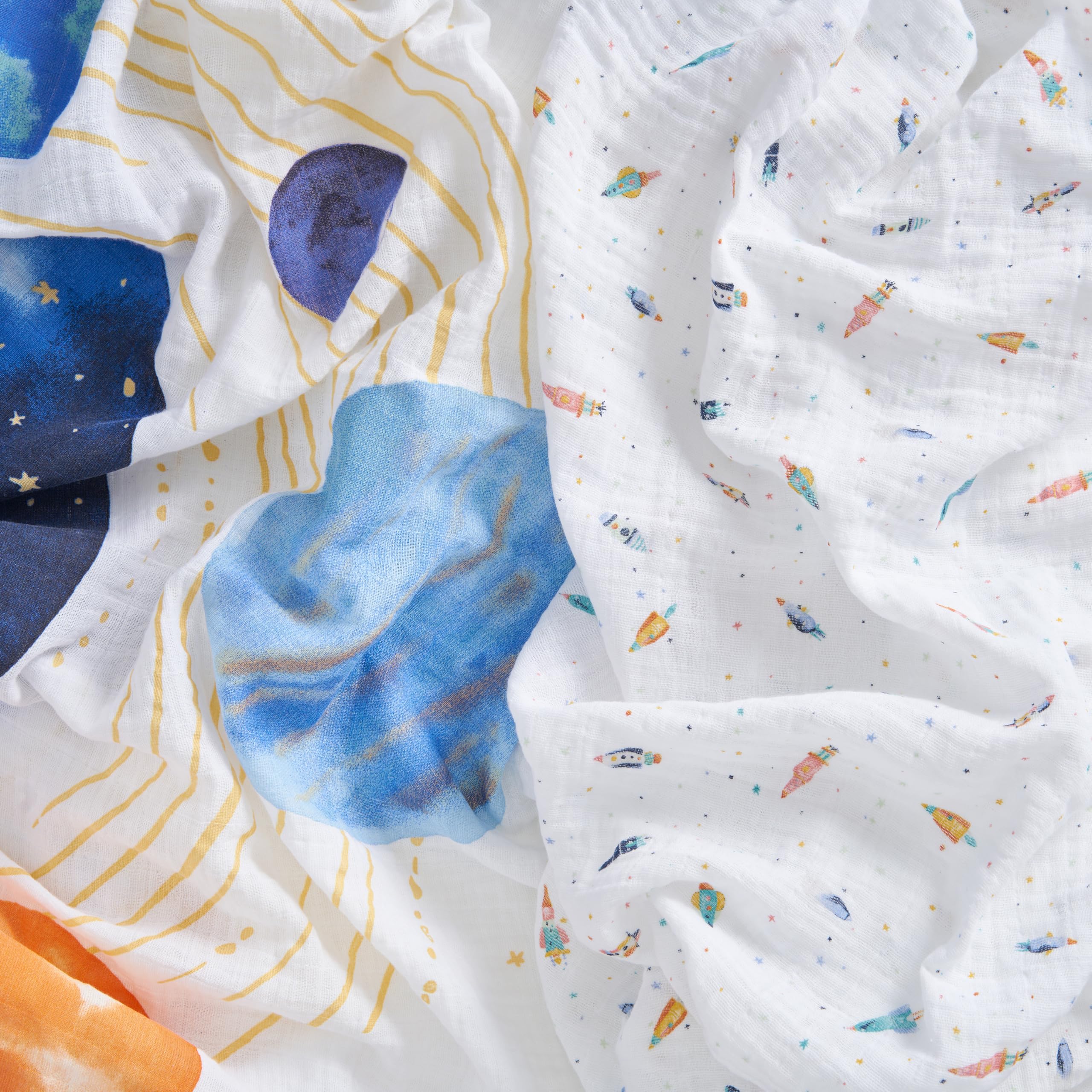 aden + anais Coperta traspirante in 100% mussola di cotone biologico, ideale per ragazzi, ragazze, neonati, neonati e neonati, coperta morbida e leggera, confezione da 2, spazio orbita