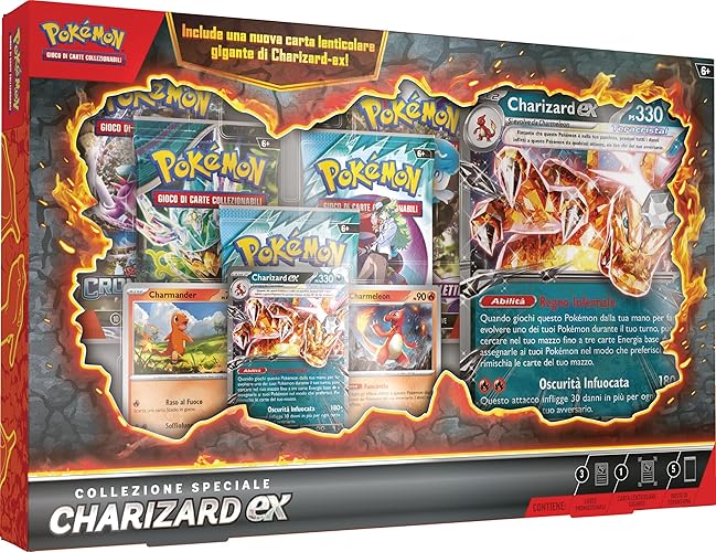 Pokémon GCC: collezione speciale Charizard-ex - una carta promozionale olografica, due carte olografiche, una carta lenticolare gigante e cinque buste di espansione