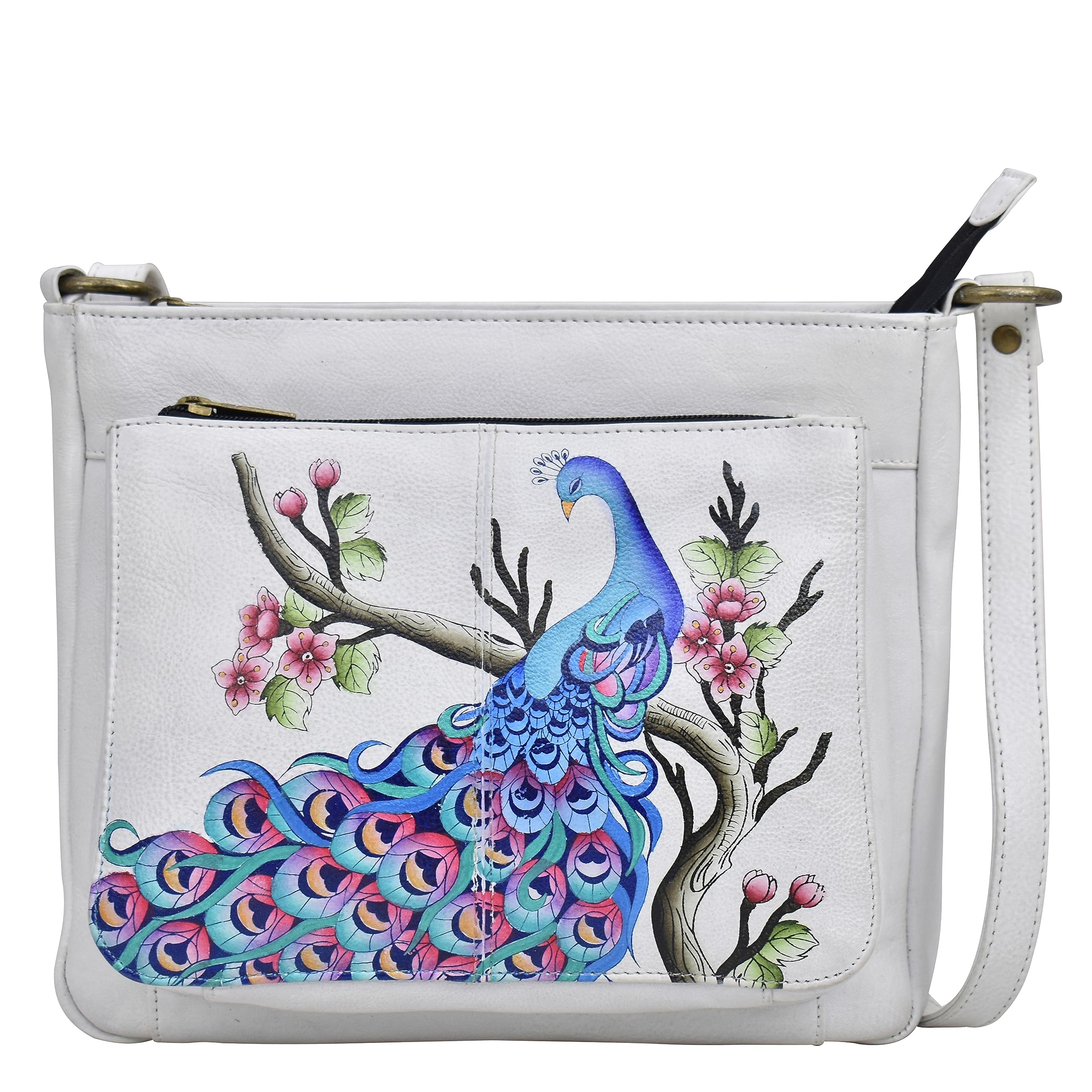 Anna by Anuschka Hand Painted Women’s Genuine Leather Medium Crossbody Handbag,