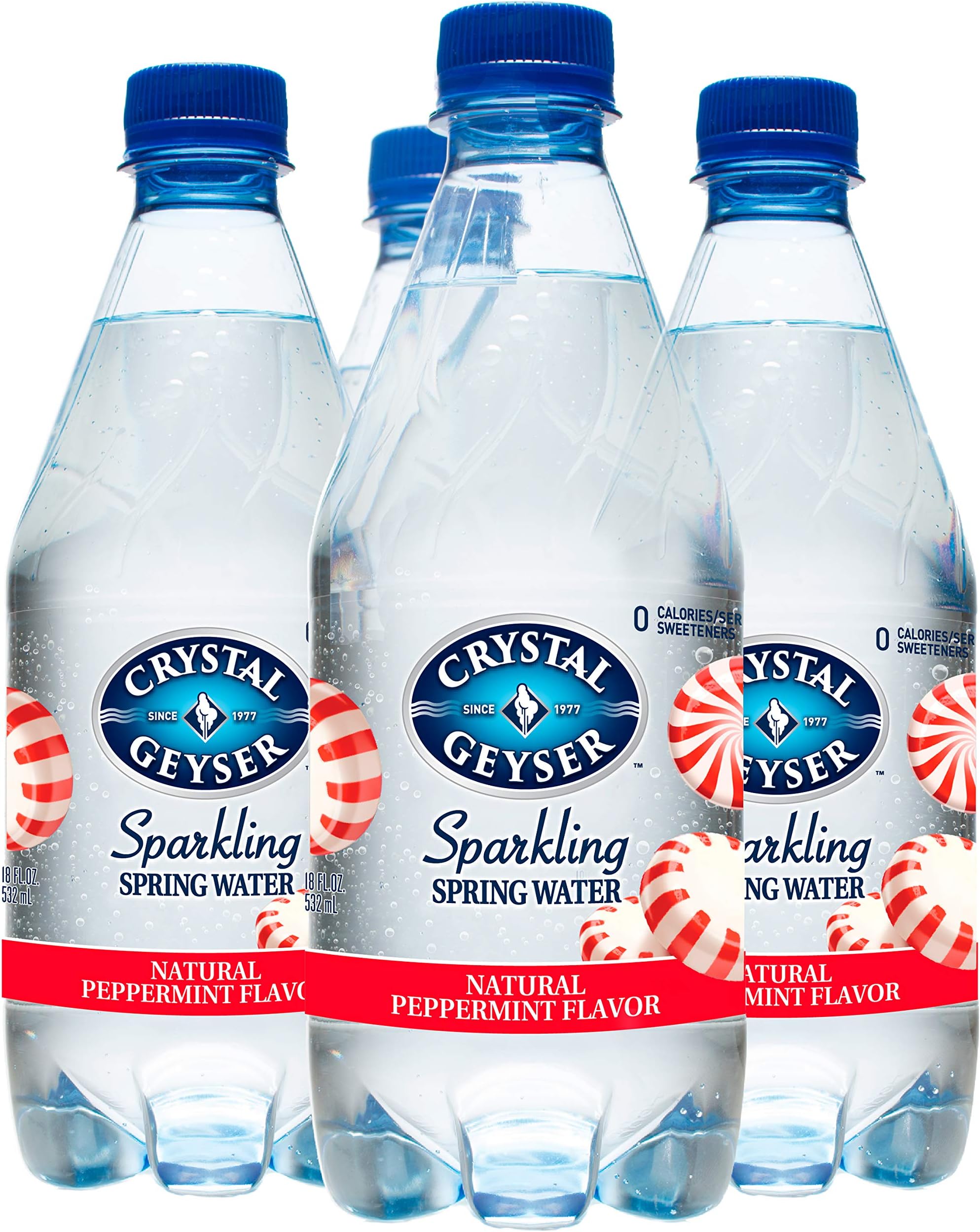 Crystal Geyser Sparkling Spring Water, Peppermint, 18oz. PET Bottles , No Artificial Ingredients, Sweeteners, Calorie Free (Pack of 12)