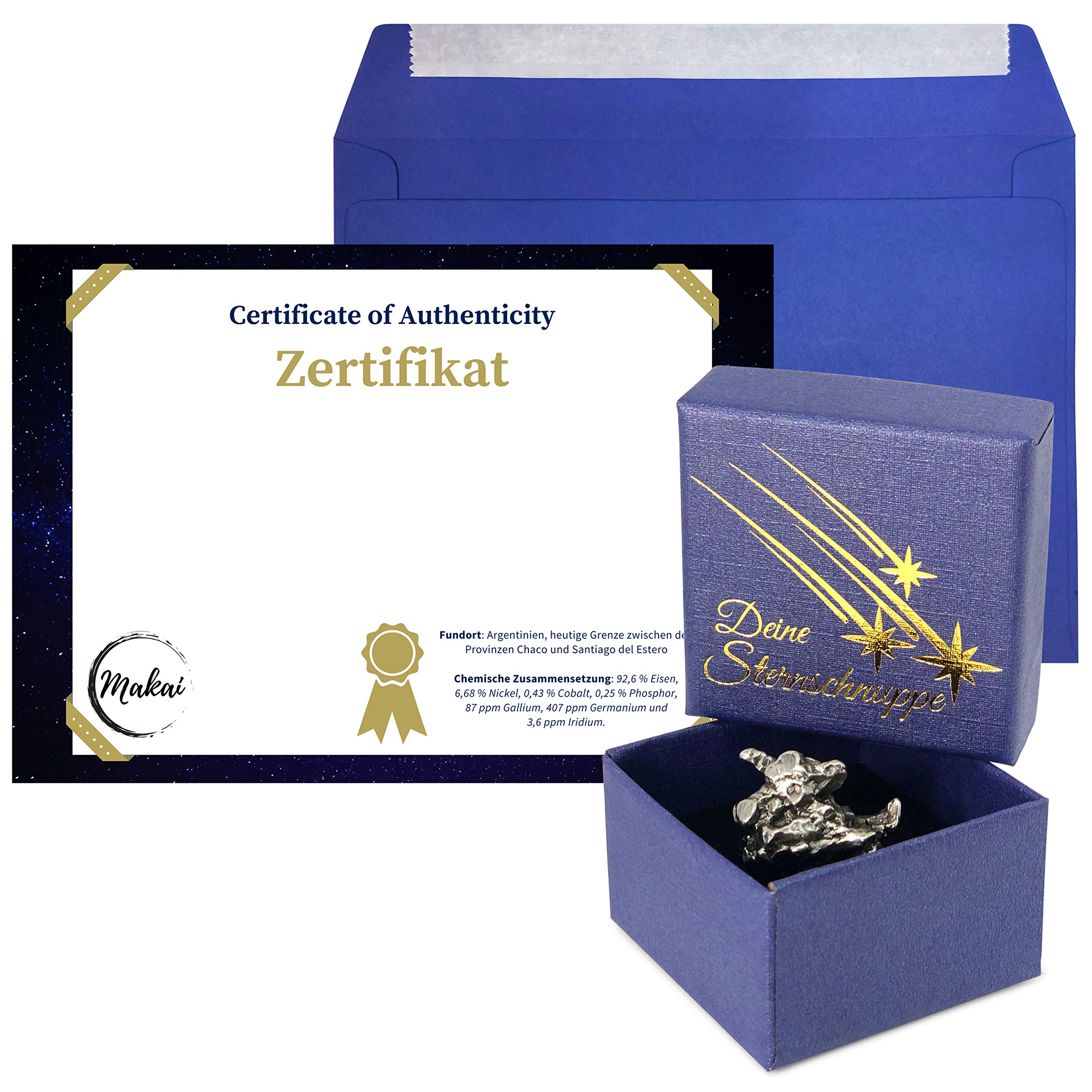 Makai Real Meteorite Shooting Star with Certificate of Authenticity and Individual Dedication to Write on Yourself & Gift Box (with Certificate to Write Yourself)