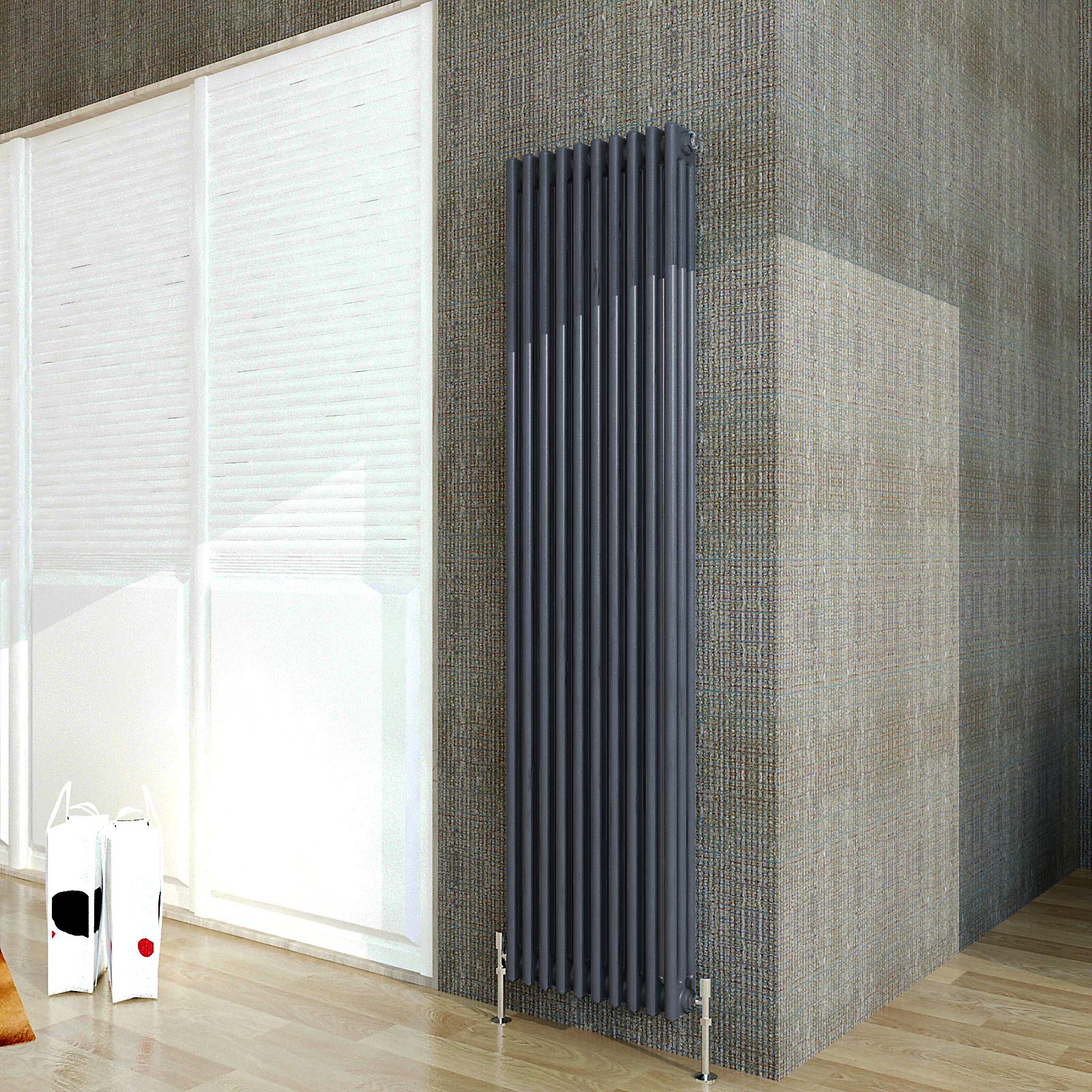 Acezanble∣3 Column Radiator, Vertical 1800mm Anthracite Tall Traditional Cast Iron Style Radiators Windows Hallyway — image 1