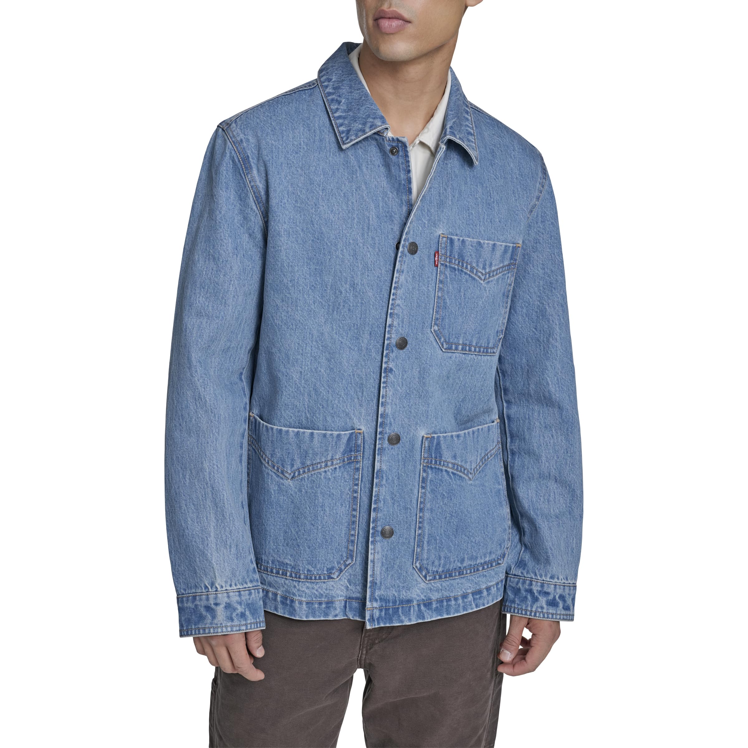 Levi's mens Lightweight Chore Coat, Light Wash Denim, XXL