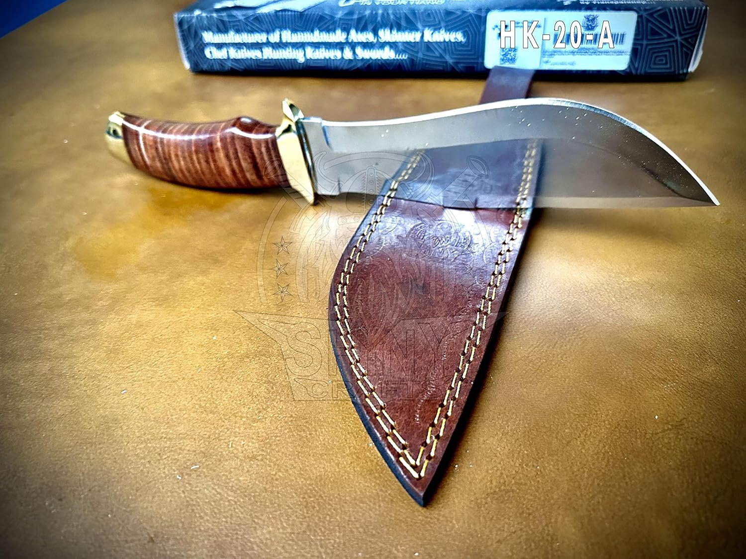| 13" Large Handmade Forged Razorback Knife, Fixed Blade Knife, Full Tang Bowie Knife, Hunting Knife, Camping Knife, Knife with Premium Leather Sheath (HK-20-A)
