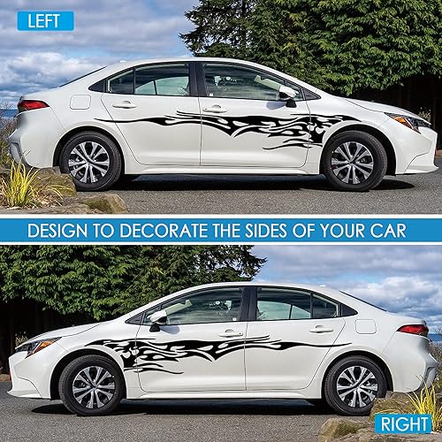 Miniatura 2 de Fochutech 2 calcomanías de vinilo con gráficos de llama grande, calcomanías laterales de carrocería de automóvil, calcomanías de rayas para autos,