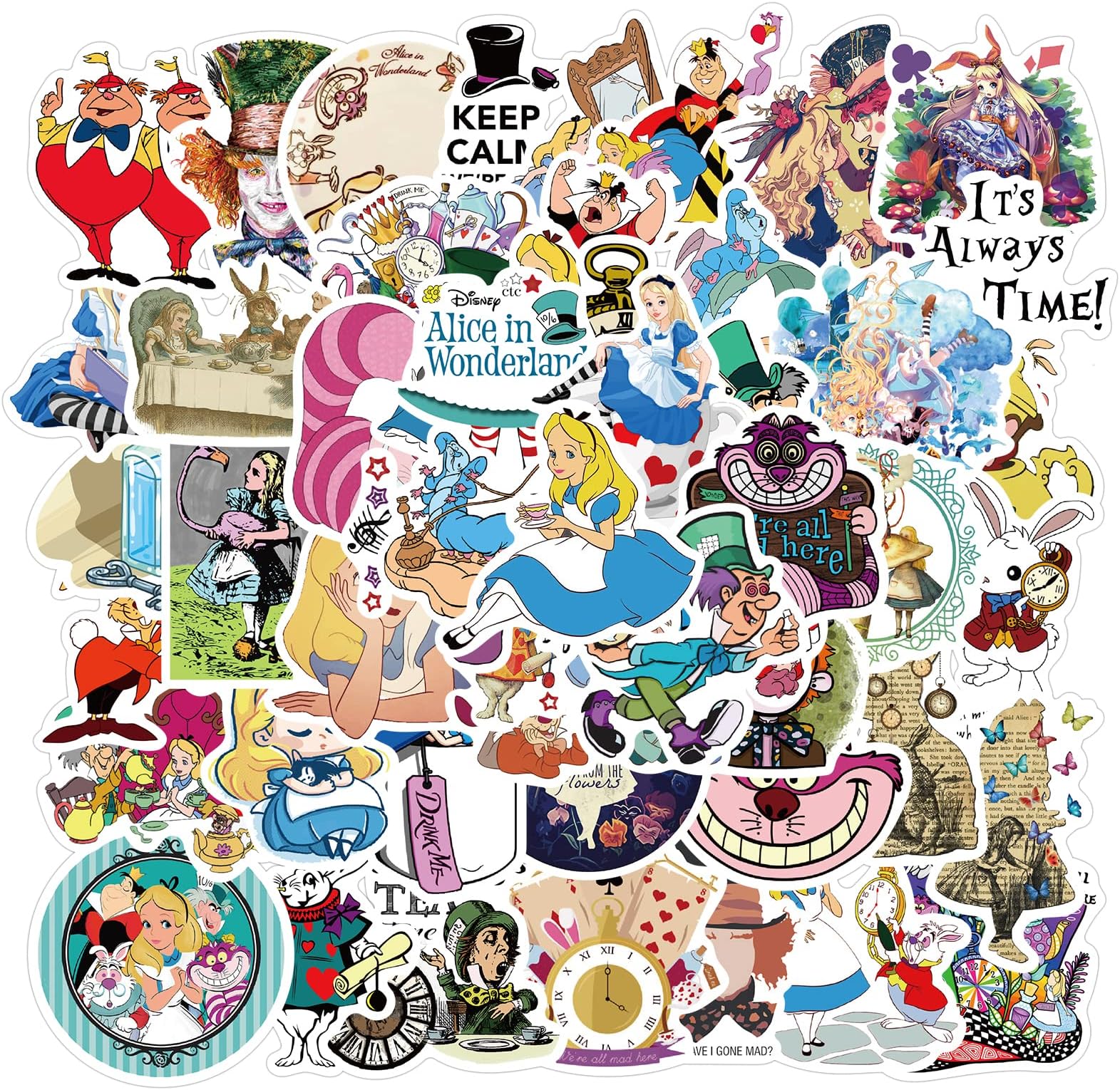 SBOBUY50 Cartoon Alice in Wonderland Stickers Waterproof Stickers Vinyl Sticker Clings Water Bottles Laptop Scrapbooking Computers Phone Case for Adults Girls Toddler Kids (Alice in Wonderland)