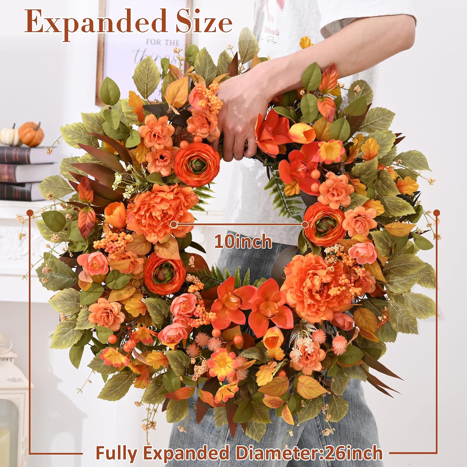 26" Large Front Door Wreath, Fall Wreaths for Front Door, Fall Decor, 1Pc