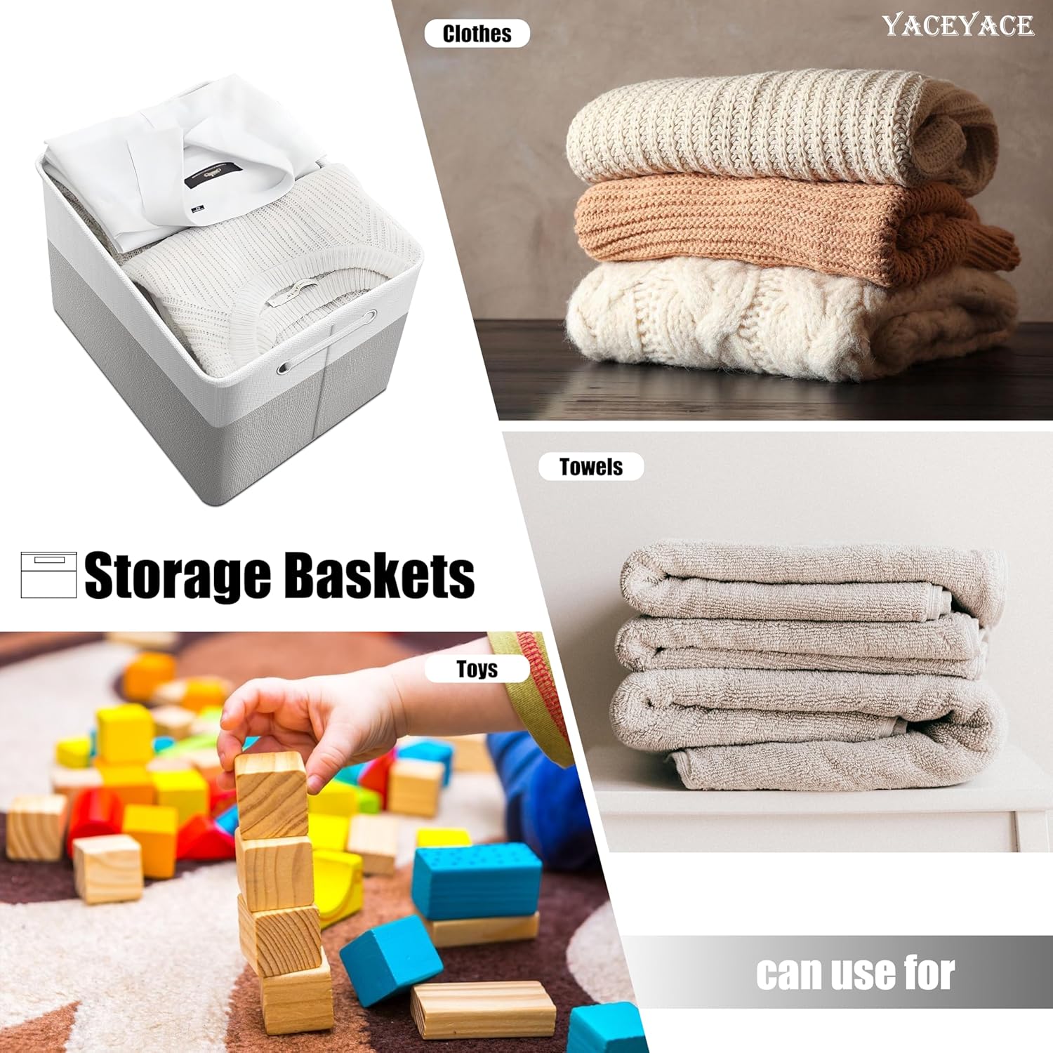 Storage Cubes, 4 Pack 15"x11"x9.5" Linen Fabric Storage Bins for Shelves, Foldable Basket for Blankets, Cloth, Home Organizing, Decorative