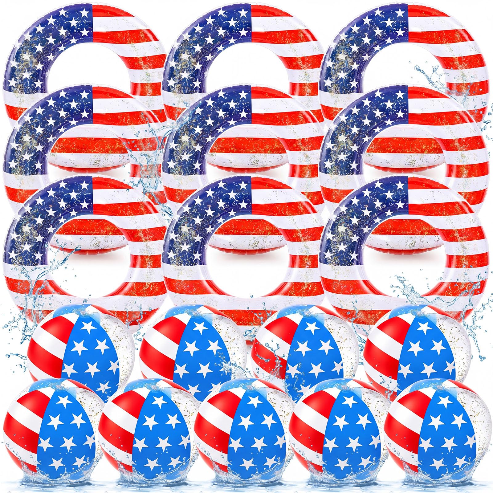 Photo 1 of Foilswirl Patriotic Pool Float & Beach Ball Set (18 Pack)