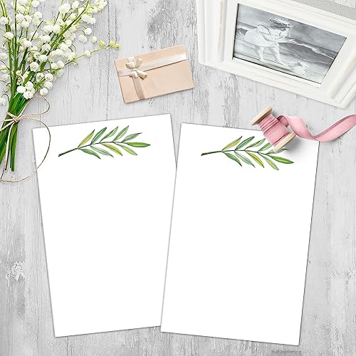 Miniatura 3 de 321Done Tarjetas de vegetación, 4x6 blancas (paquete de 50), hechas en EE. UU., hojas verdes de acuarela en cartulina blanca, perfectas para notas