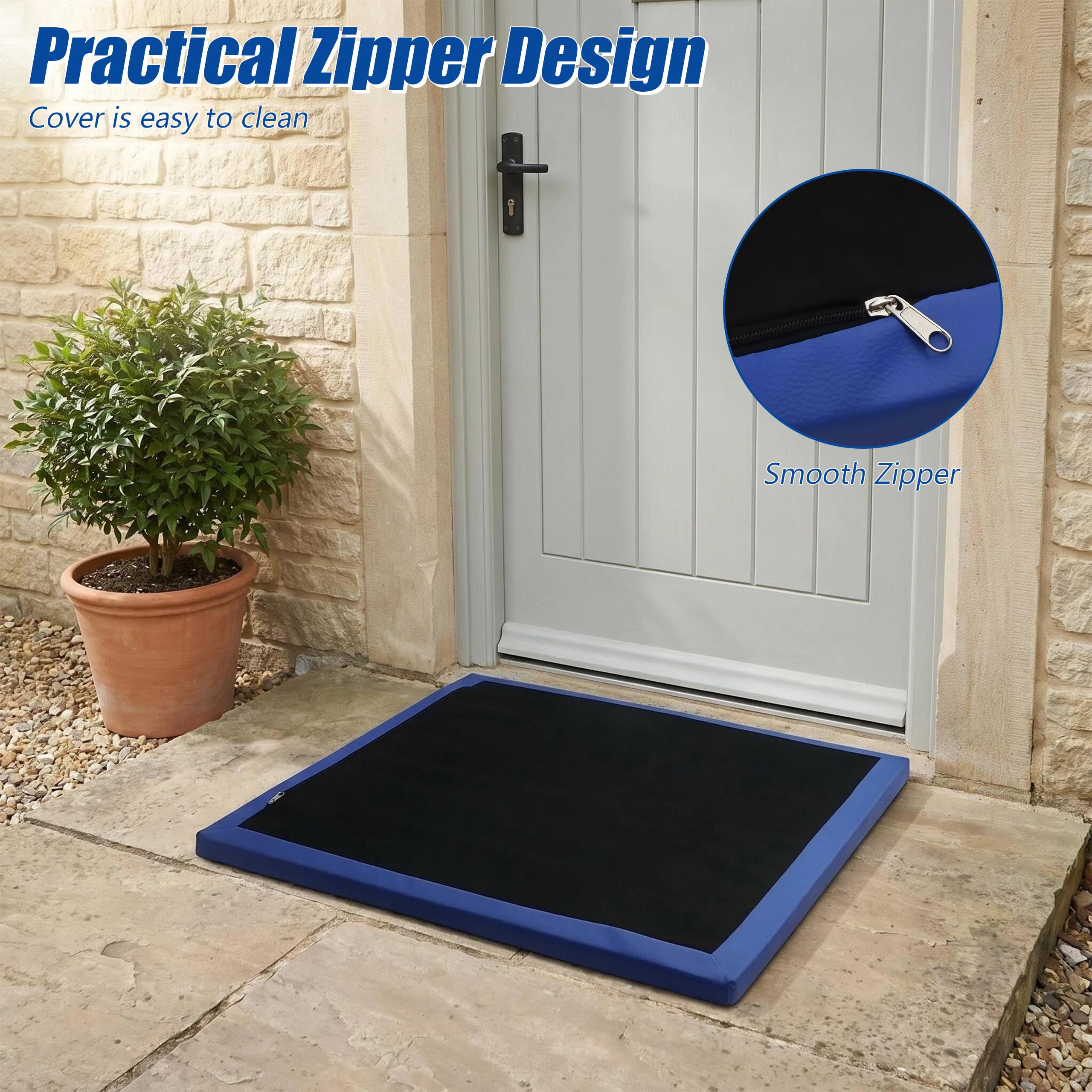 Tapis Désinfectant pour Chaussures avec Fermeture éclair 59 x 69 cm Paillasson de désinfection avec Revêtement en éponge Tapis Antidérapant Anti-saleté pour Ménages Hôtels Hôpitaux Fermes Laboratoires