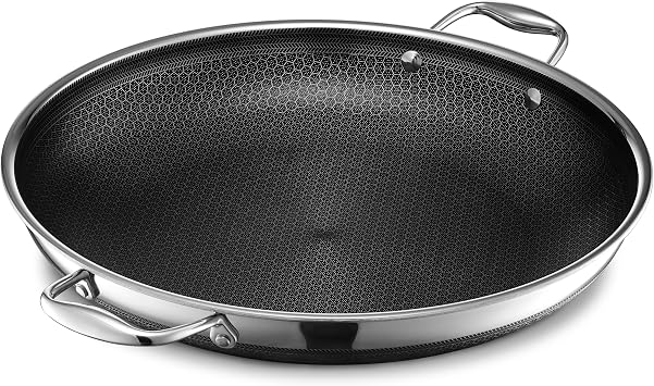 HexClad HexClad Hybrid Nonstick 14-Inch Fry Pan with Steel Lid, Ideal for Steaming and Simmering, Dishwasher Safe, Oven Safe, IH Compatible, Compatible with All Cooktops