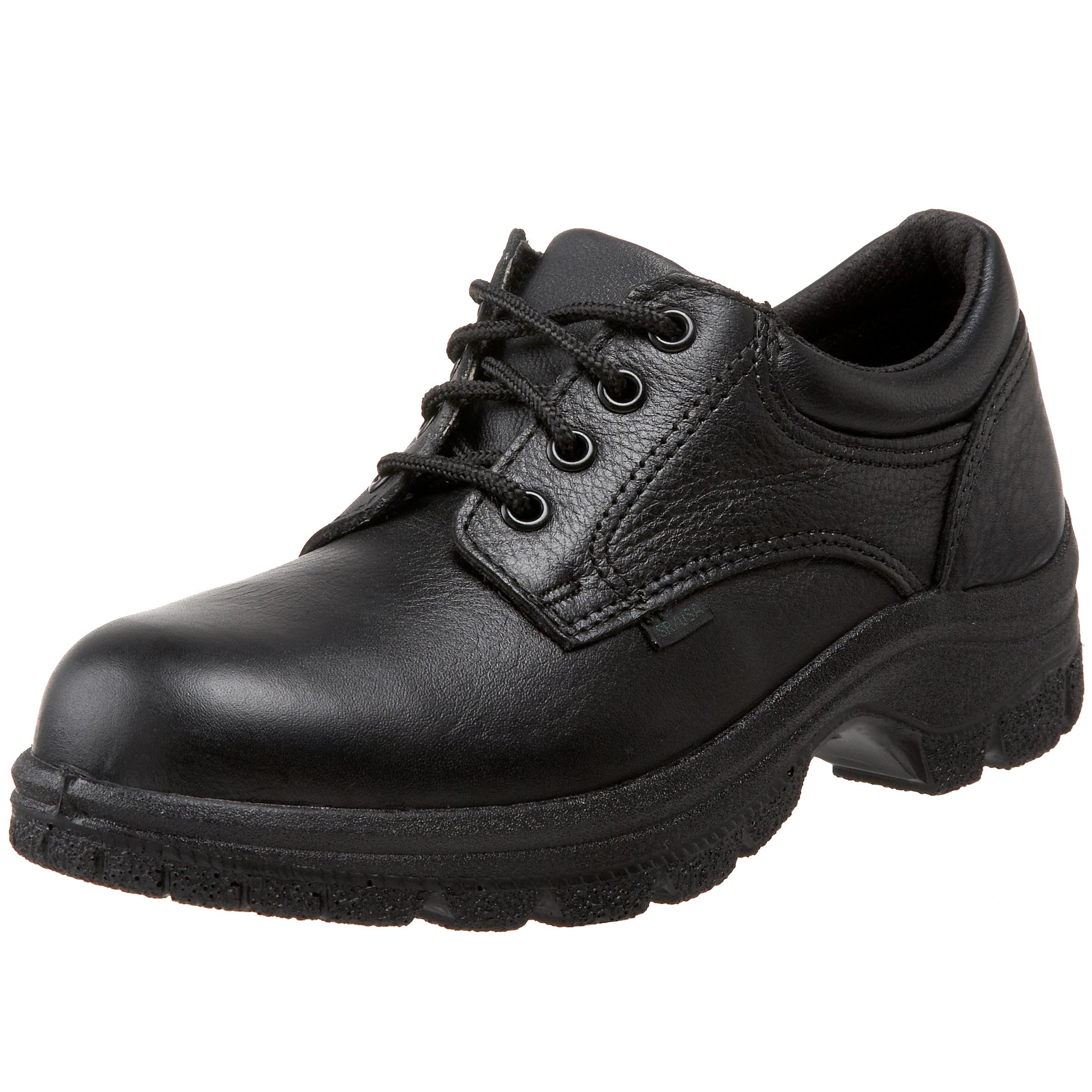 Thorogood Soft Streets Plain Toe Work Oxford Shoes for Women - Premium Black Leather with Comfort Insole and Slip-Resistant Outsole; Berry Compliant and Postal Certified
