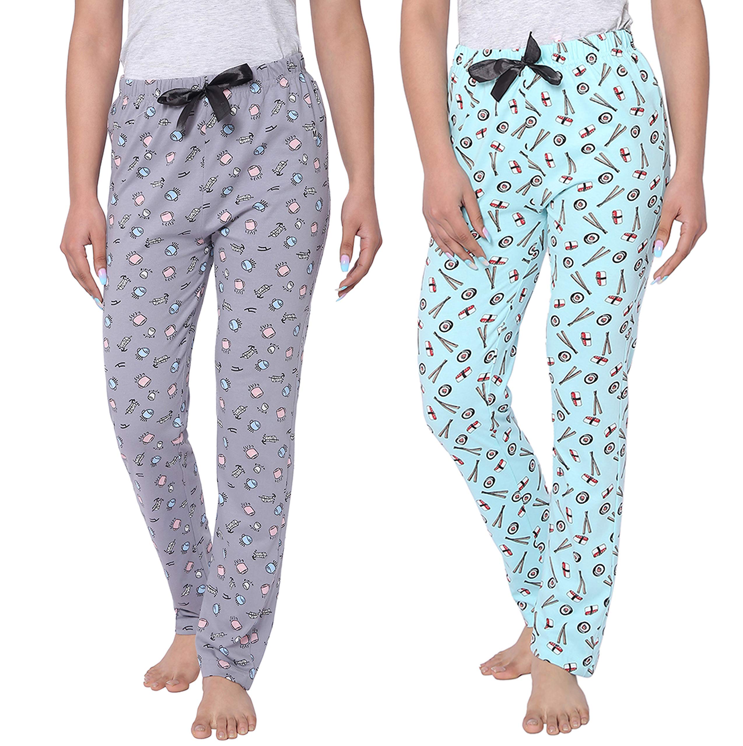Real BasicsWomen's Cotton Printed Pyjama pack of 2