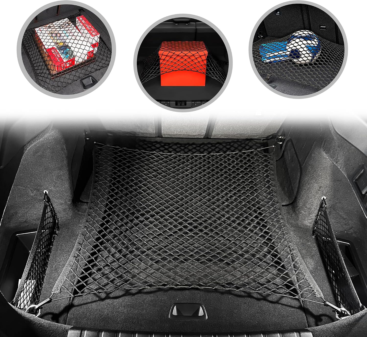 Floor Style Automotive Elastic Trunk Mesh Cargo Net for BMW i4 (G26 BEV) eDrive40 M50 2022-2025 - Premium Trunk Organizer and Storage - Luggage Net for Sedan - Best Car Organizer for BMW i 4