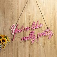 Vista 4 de Letrero de neón LED grande para decoración de pared, 28 pulgadas, con texto en inglés "You are Like Really Pretty Pink Neon Sign" para fiesta
