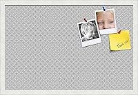 Vista 77 de PinPix Tablero de anuncios de corcho de 12 x 12 pulgadas. Este tablero decorativo enmarcado viene con diseño de círculos B W y un marco blanco