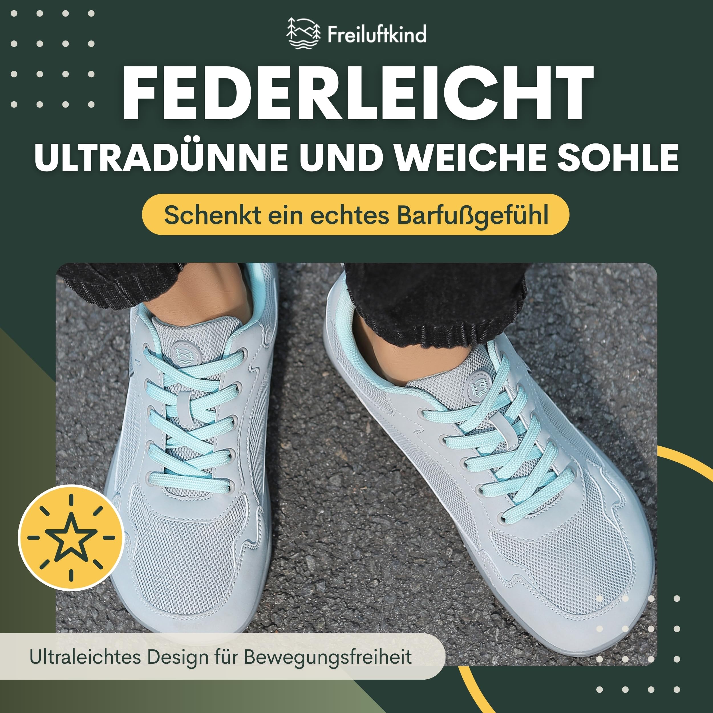 Freiluftkind Das Original Everest Sneaker Barfußschuhe – Der perfekte Barfußschuh für Dein Abenteuer – Barfuß Sneaker Damen – Barfuß Sneaker Herren