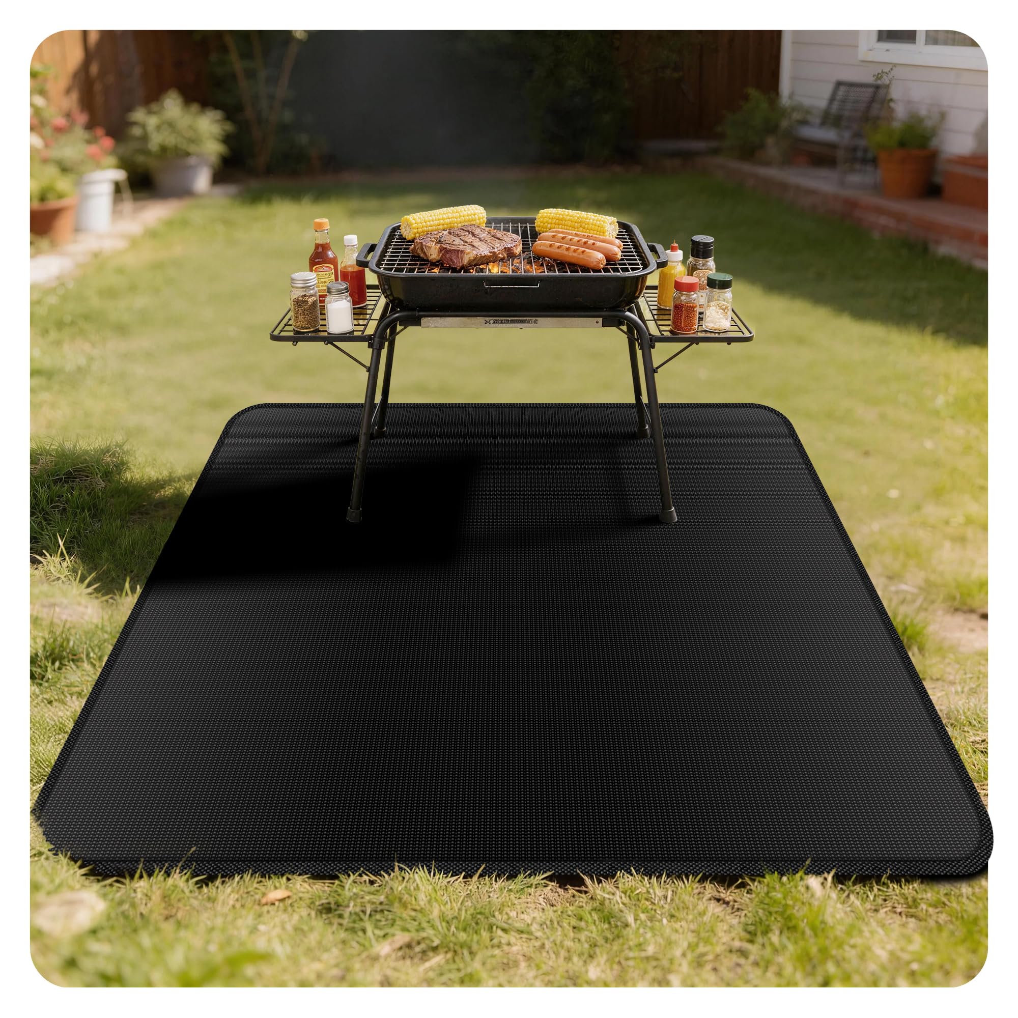 100x150cm Tapis Barbecue Sol Ignifuge imperméable Anti-Huile | Tapis protection extérieur BBQ, camping, patio - Anti-étincelles, anti-graisse, résiste intempéries - Facile nettoyer