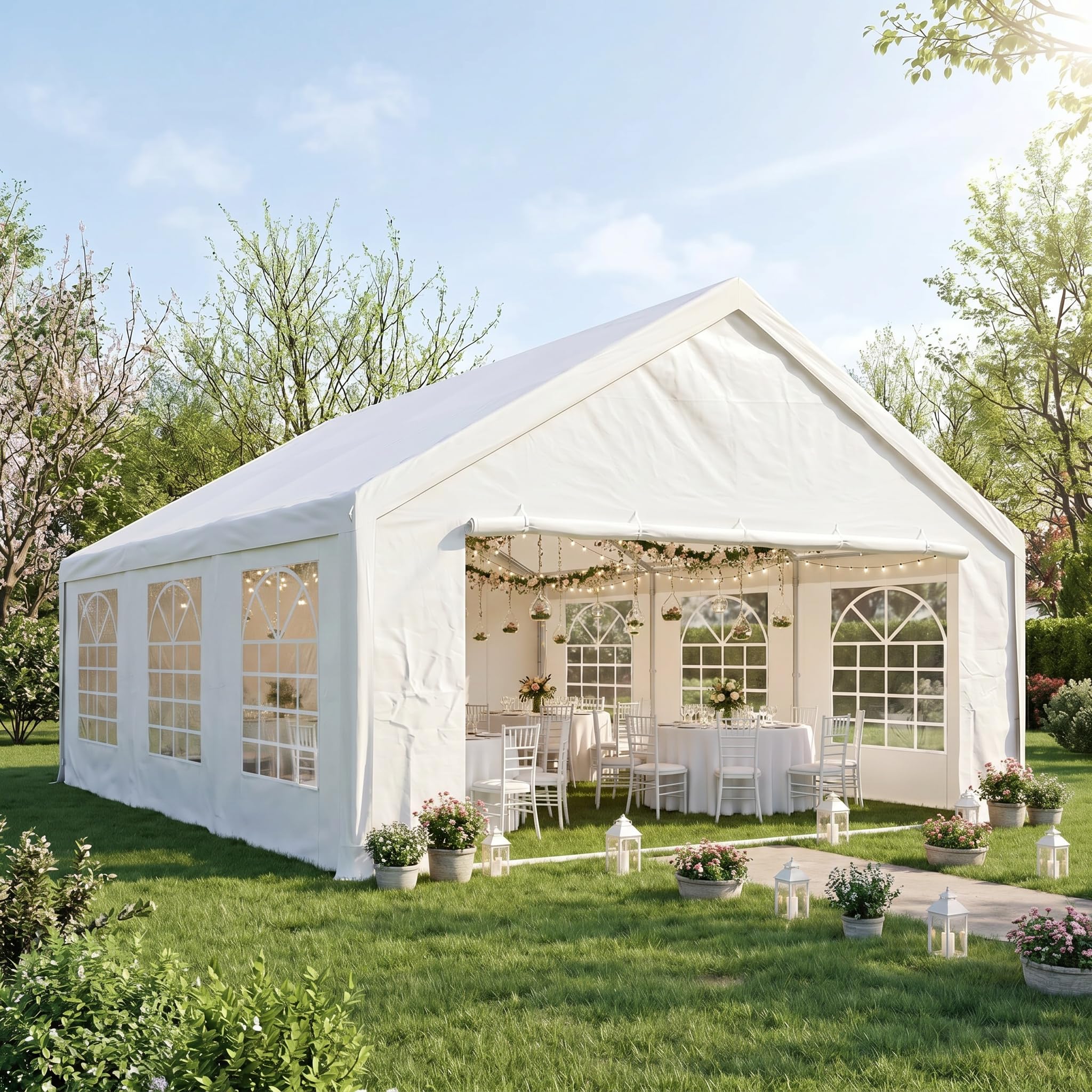 COBIZI 20x20 Party Tent with Church Windows