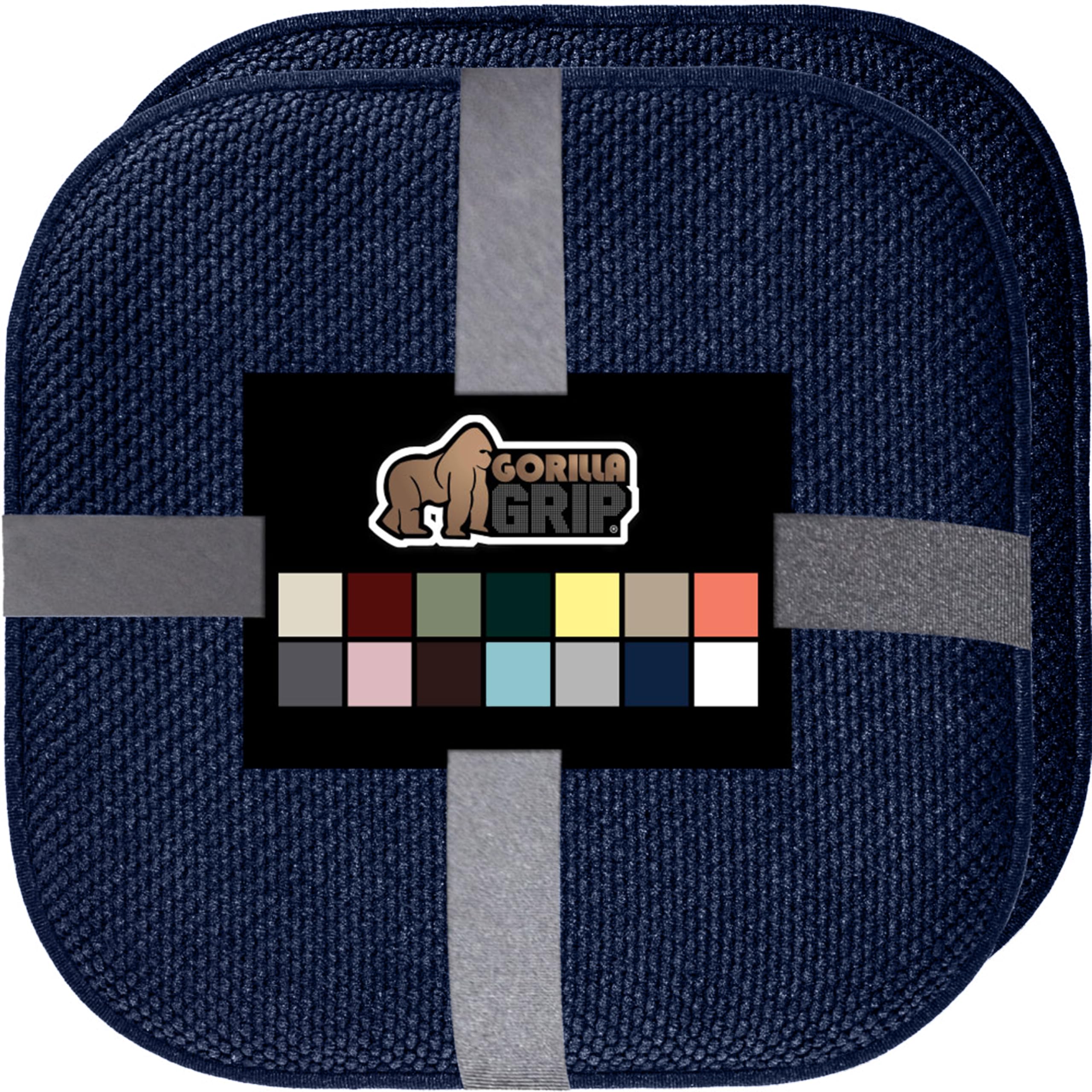 gorilla grip slip resistant chair cushions, beige/tan ,no ties required, memory foam pads for dining room, kitchen table, office, rocking chairs, plush seat cover cushion pad, home decor, set of 6, 16x16, navy