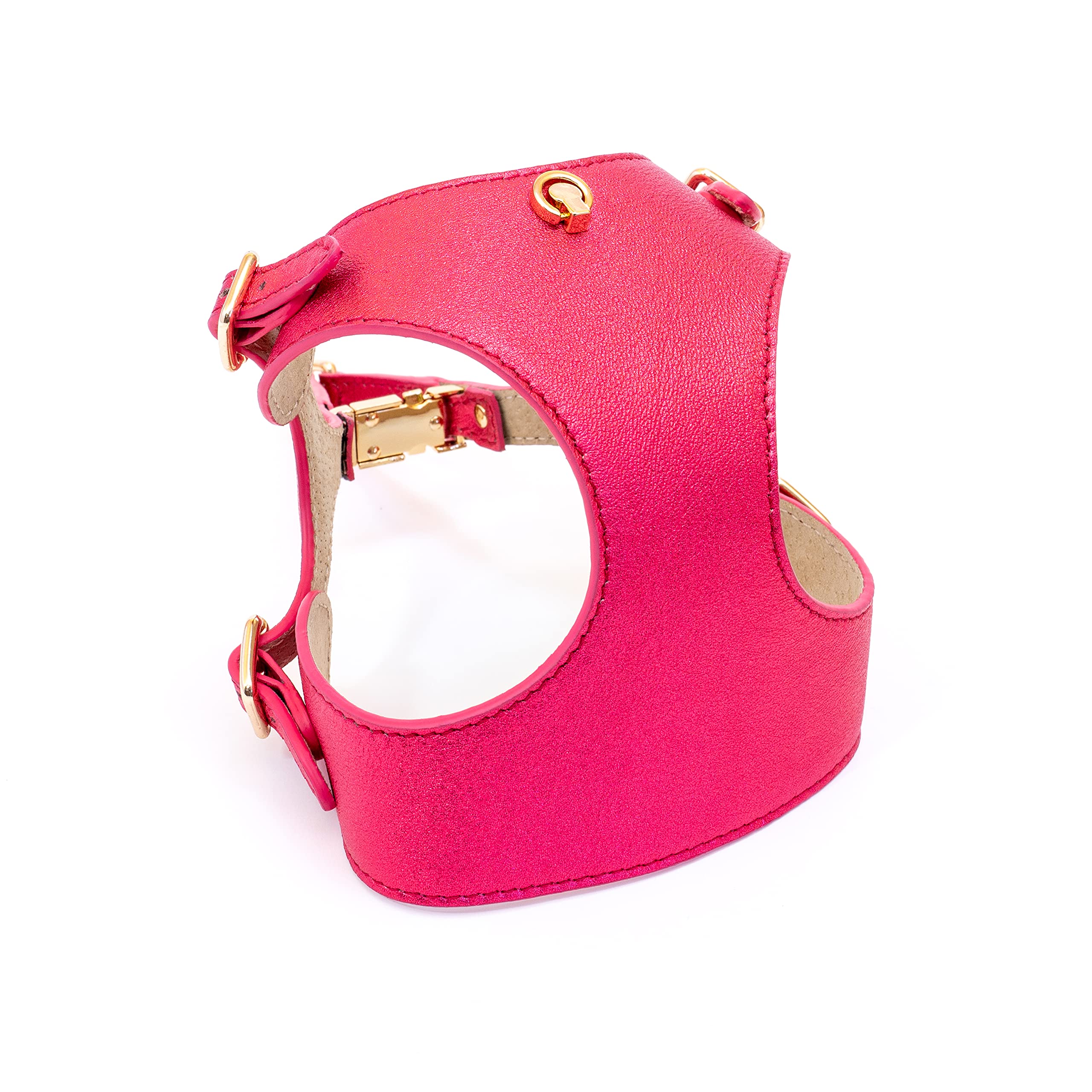BECHIVA Tino - Arnés de piel suave para perros pequeños, gatos, mascotas, Chihuahua, Yorkshire Terrier, etc., lujo, hecho a mano en Europa, color rojo, tamaño S-L, peso ligero (grande)