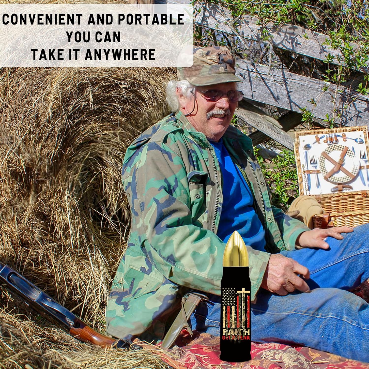 Christian Gift, 17 Oz Faith over Fear Bullet Tumbler with Lid, Stainless Steel God Tumbler for Men, Christian Religious Catholic Spiritual Pastor Gift for Thanksgiving Christmas, Black, 1 PCS - Image 6